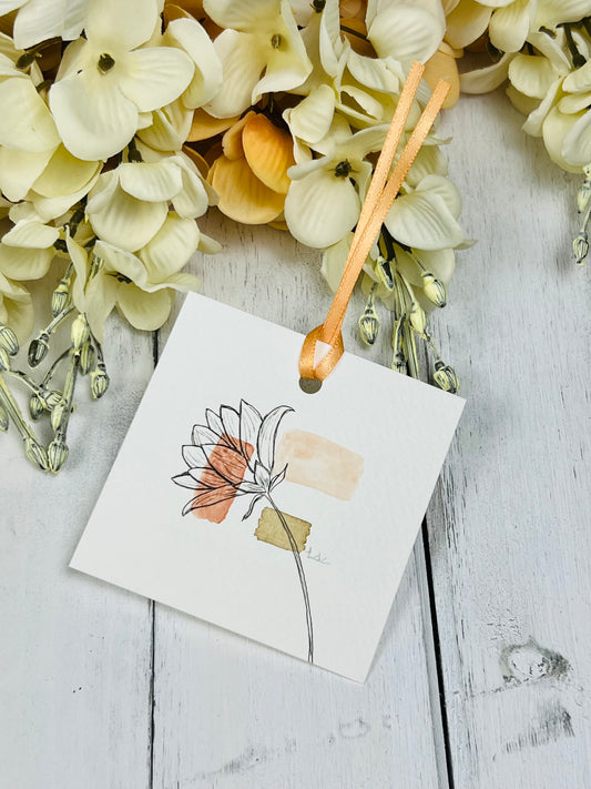"Flower" - Hand Painted Watercolor Gift Tag