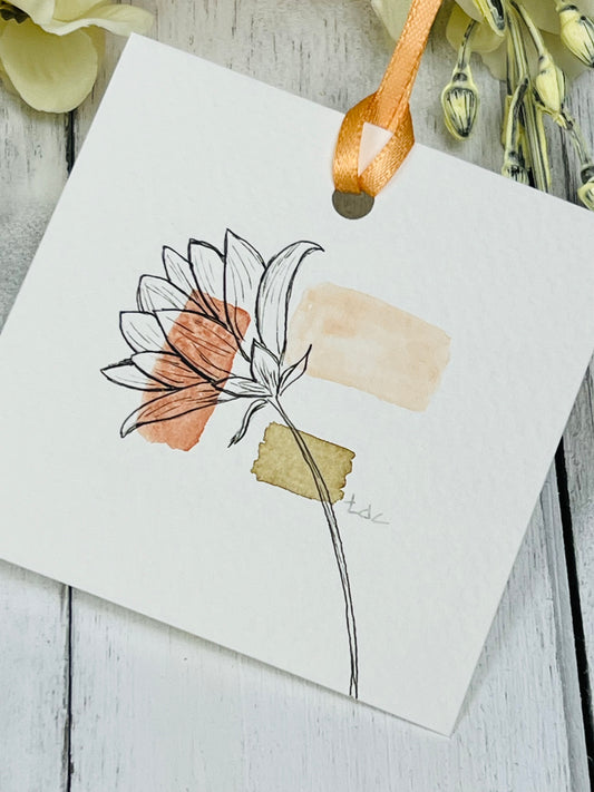 Gift Tag "Flower" - Hand Painted Watercolor