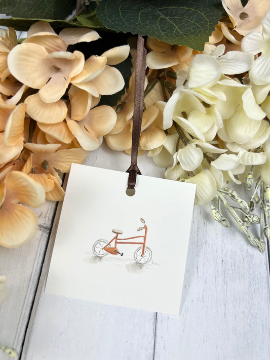 "Bicycle" - Hand Painted Watercolor Gift Tag