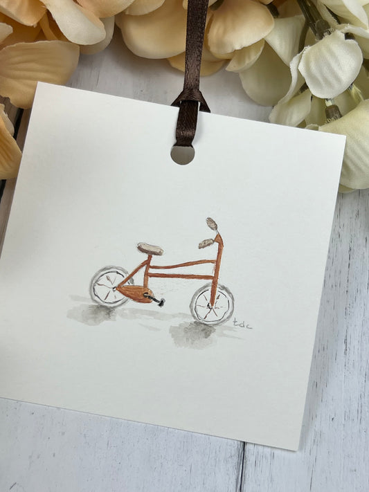 Gift Tag "Bicycle" - Hand Painted Watercolor