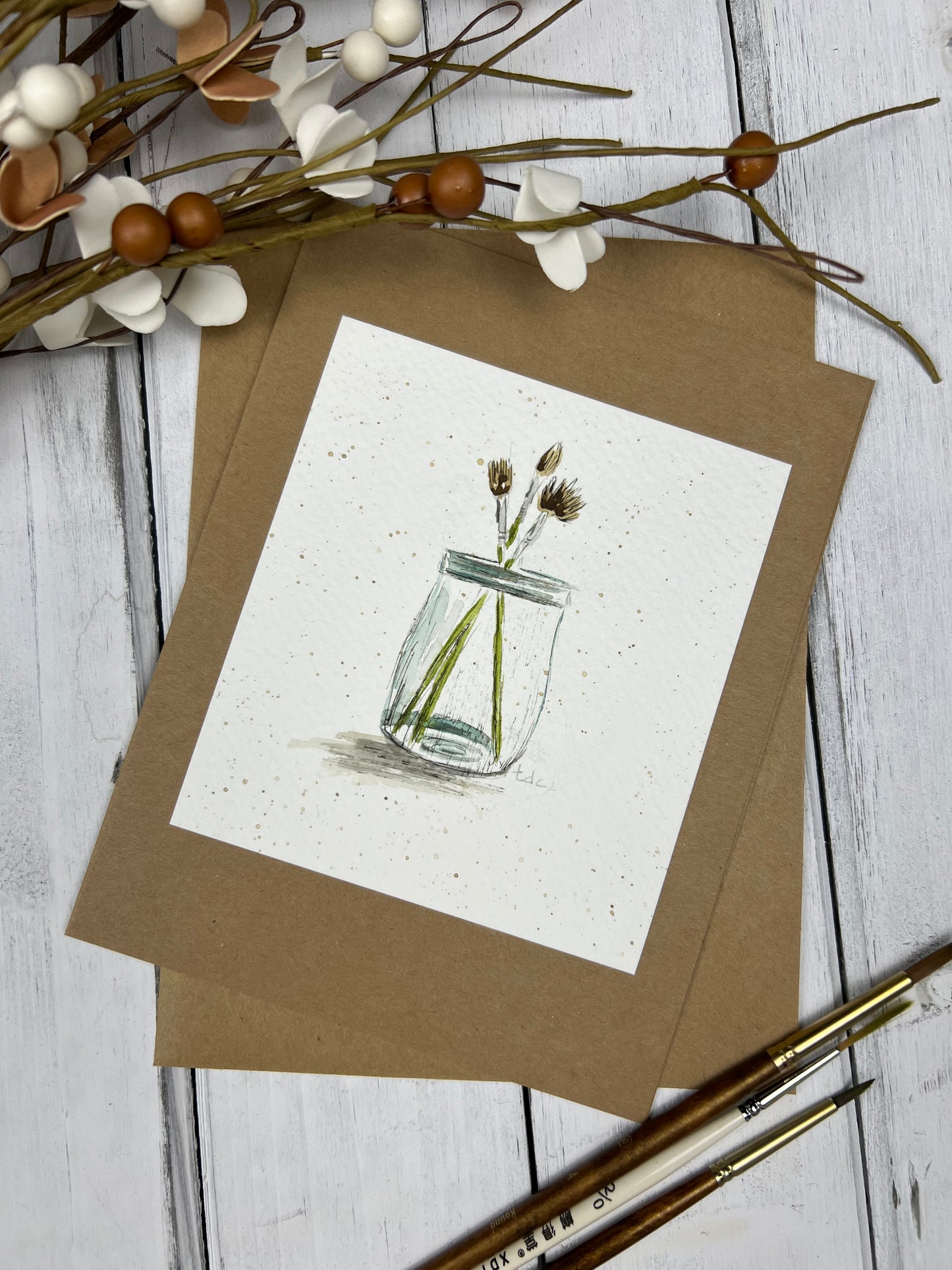 "Paint Brushes" - Hand Painted Watercolor Greeting Card