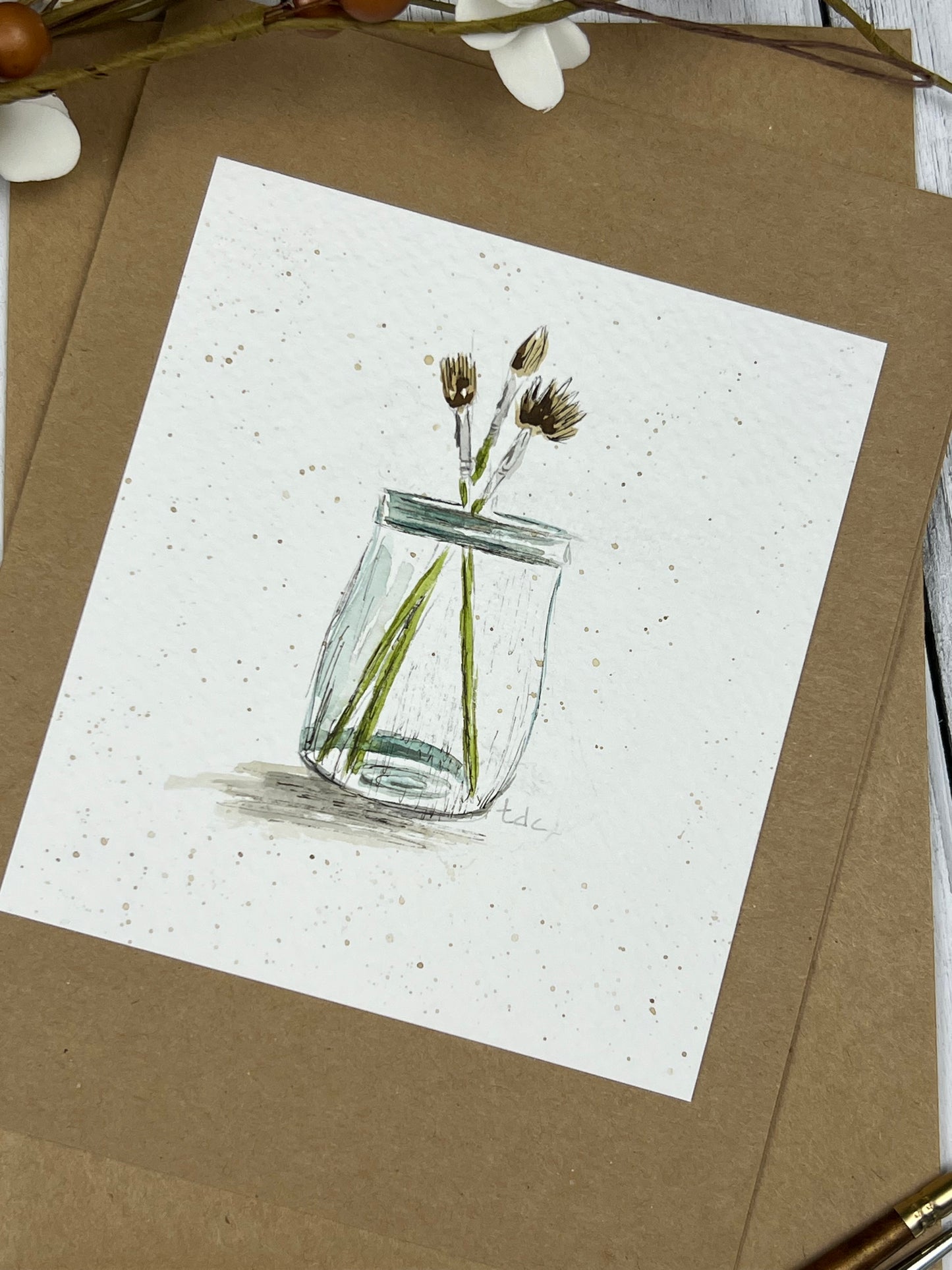 "Paint Brushes" - Hand Painted Watercolor Greeting Card