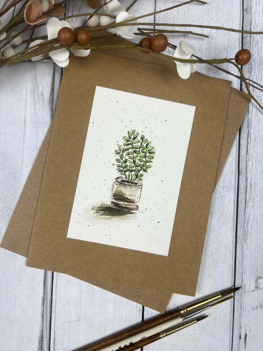 "Plant Lover" - Hand Painted Watercolor Greeting Card