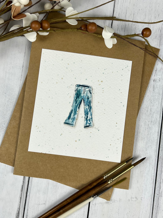 "Blue Jeans" - Hand Painted Watercolor Greeting Card