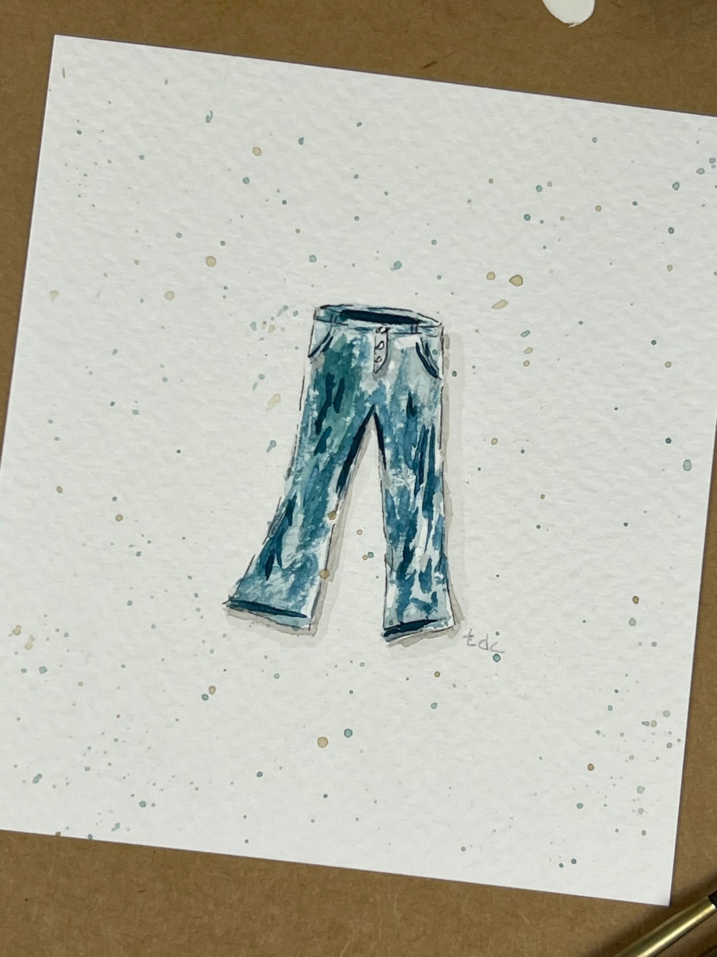 "Blue Jeans" - Hand Painted Watercolor Greeting Card