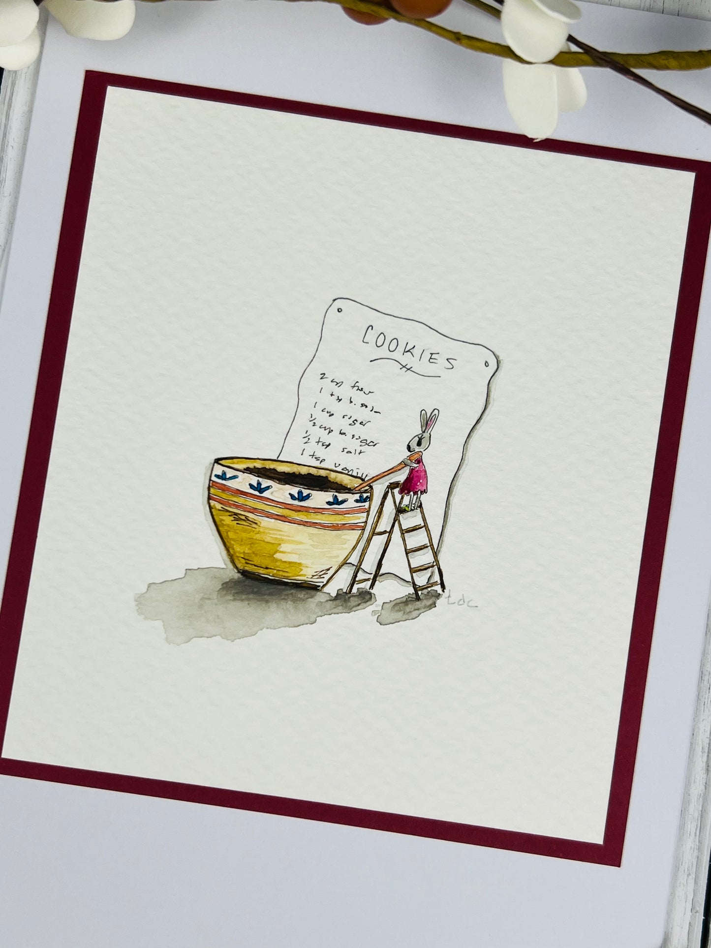 "Baking Cookies" - Hand Painted Watercolor Greeting Card