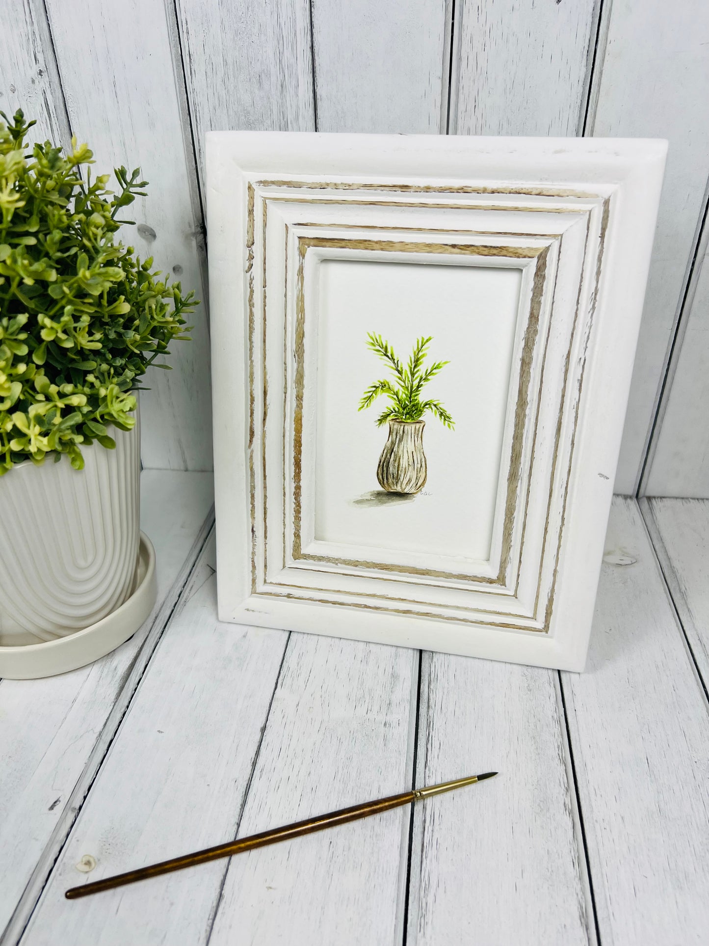 "House Fern" - Original Watercolor Framed Art
