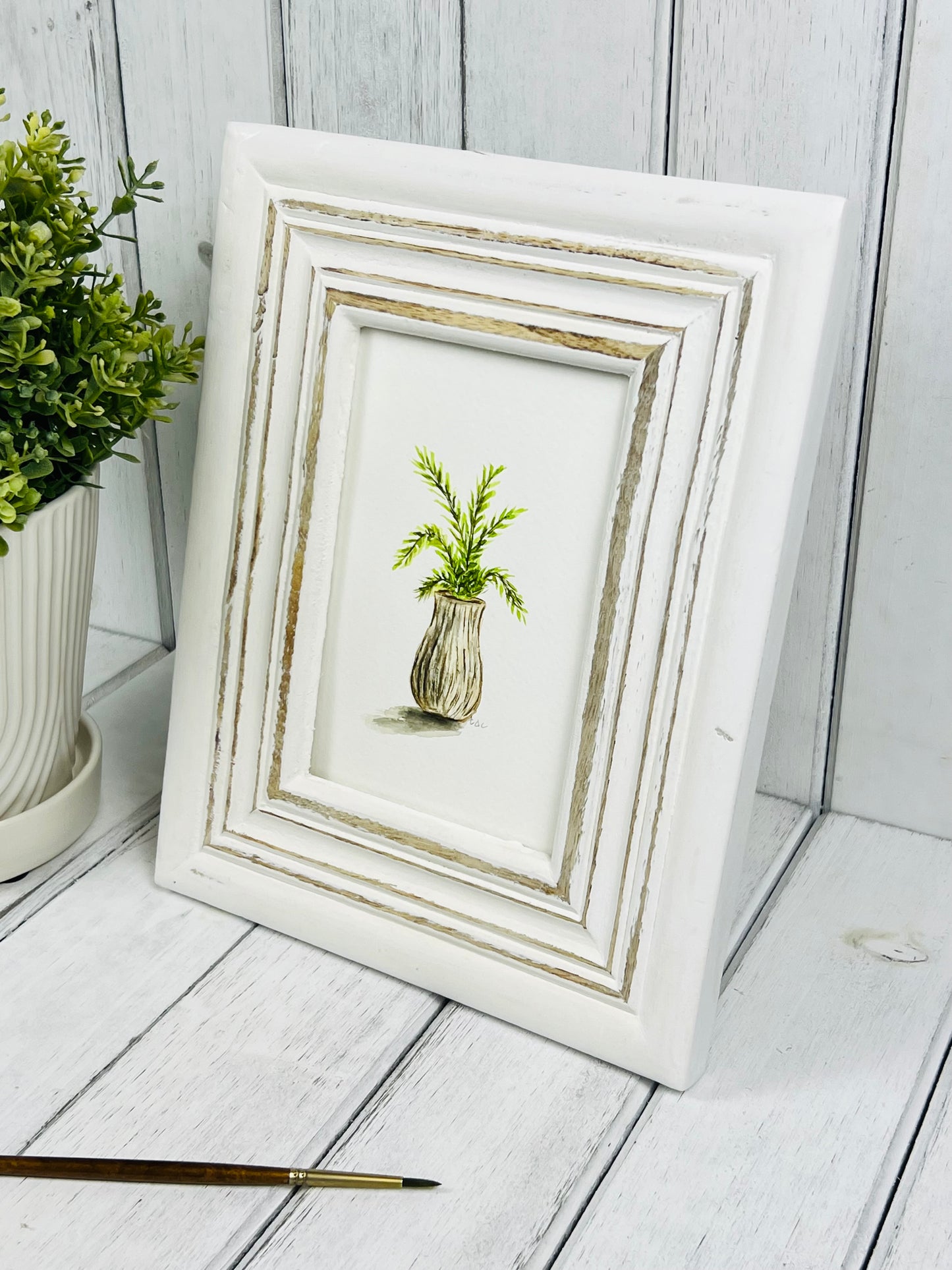 "House Fern" - Original Watercolor Framed Art