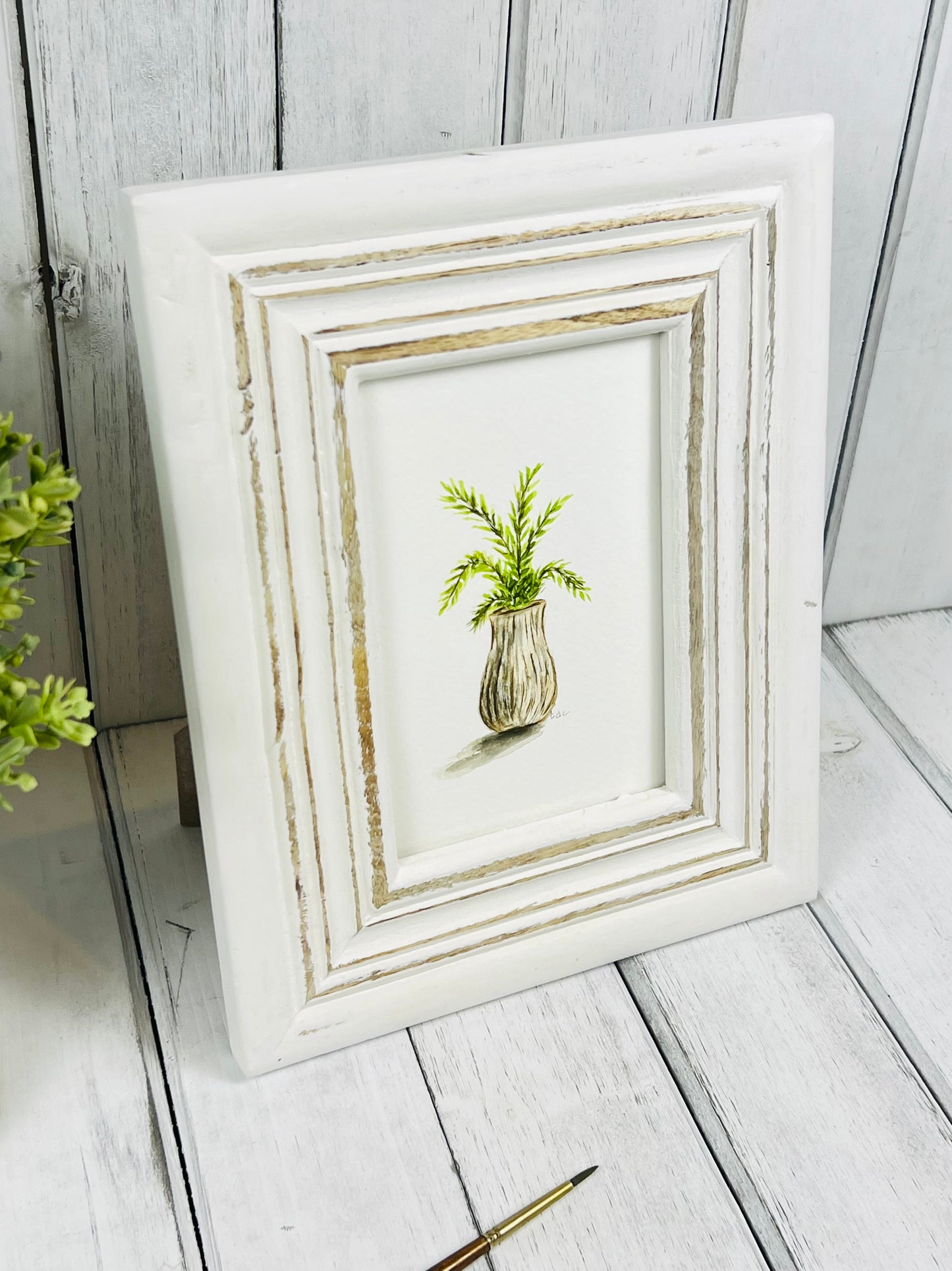 "House Fern" - Original Watercolor Framed Art