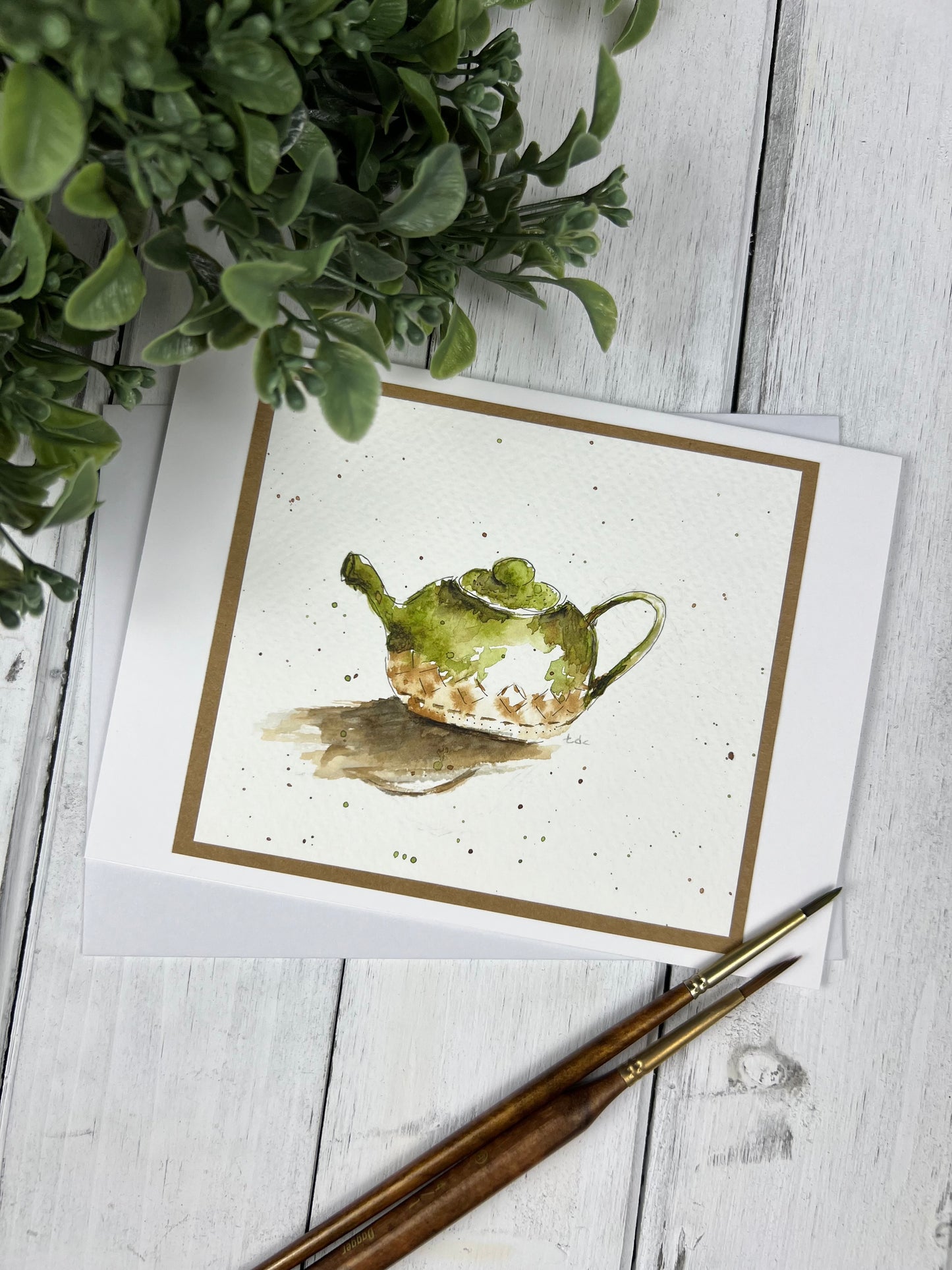 "Tea Time" - Hand Painted Watercolor Greeting Card