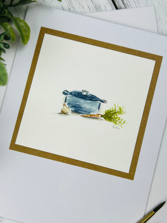 "Soup" - Hand Painted Watercolor Greeting Card