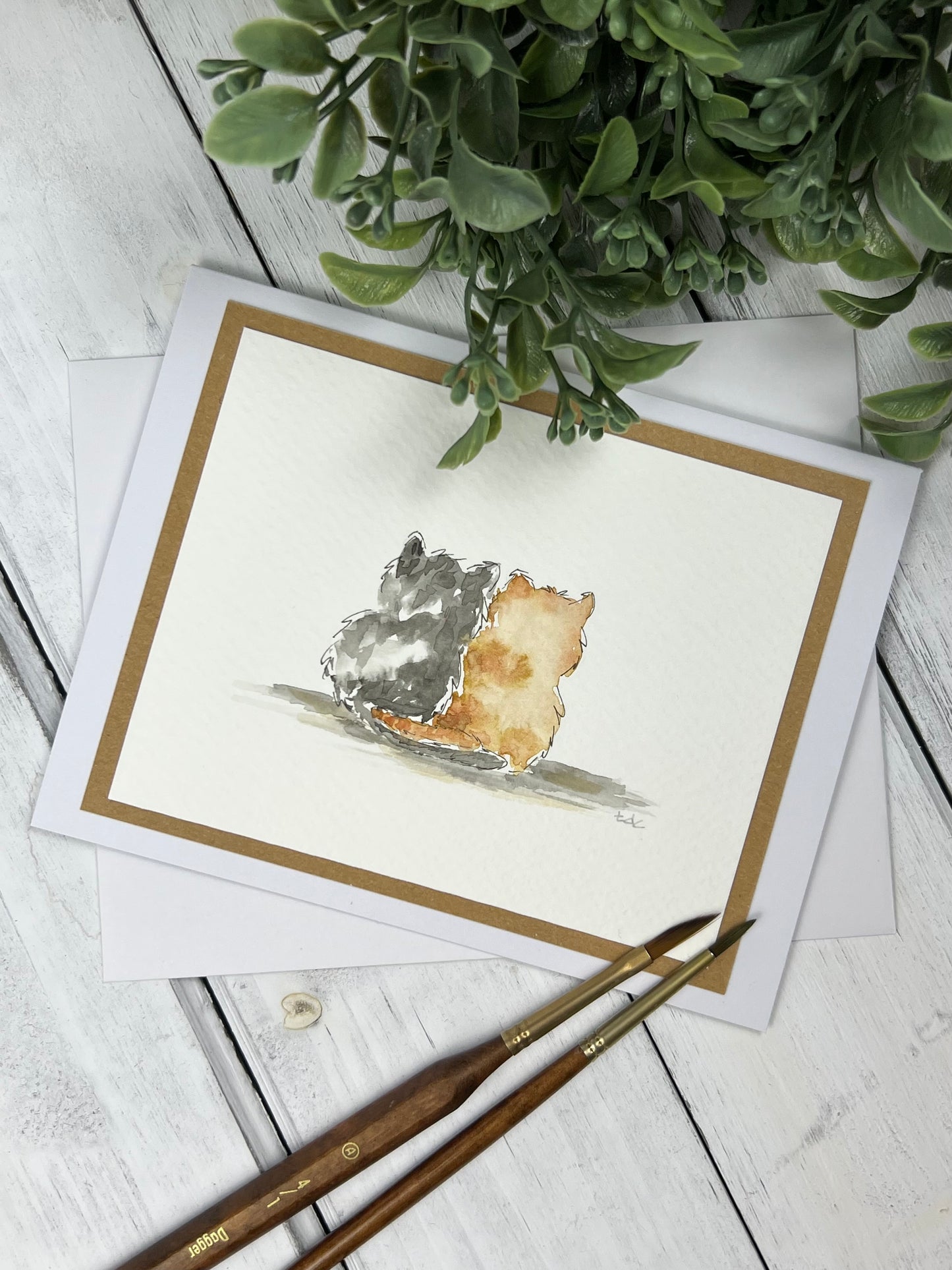 "Kittens" - Hand Painted Watercolor Greeting Card