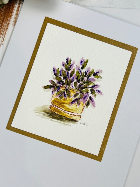 "Prayer Plant" - Hand Painted Watercolor Greeting Card