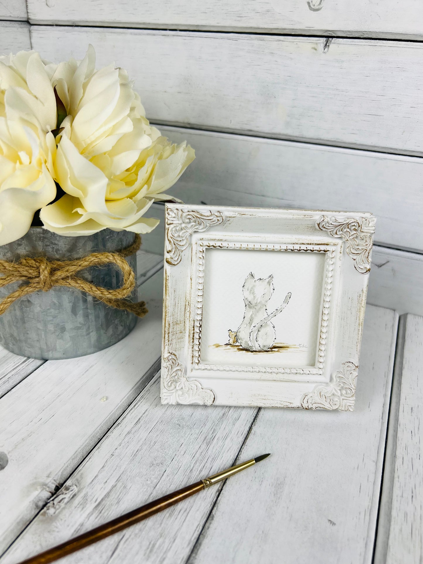 "Comfort with Friends" - Hand Painted Watercolor Framed Art