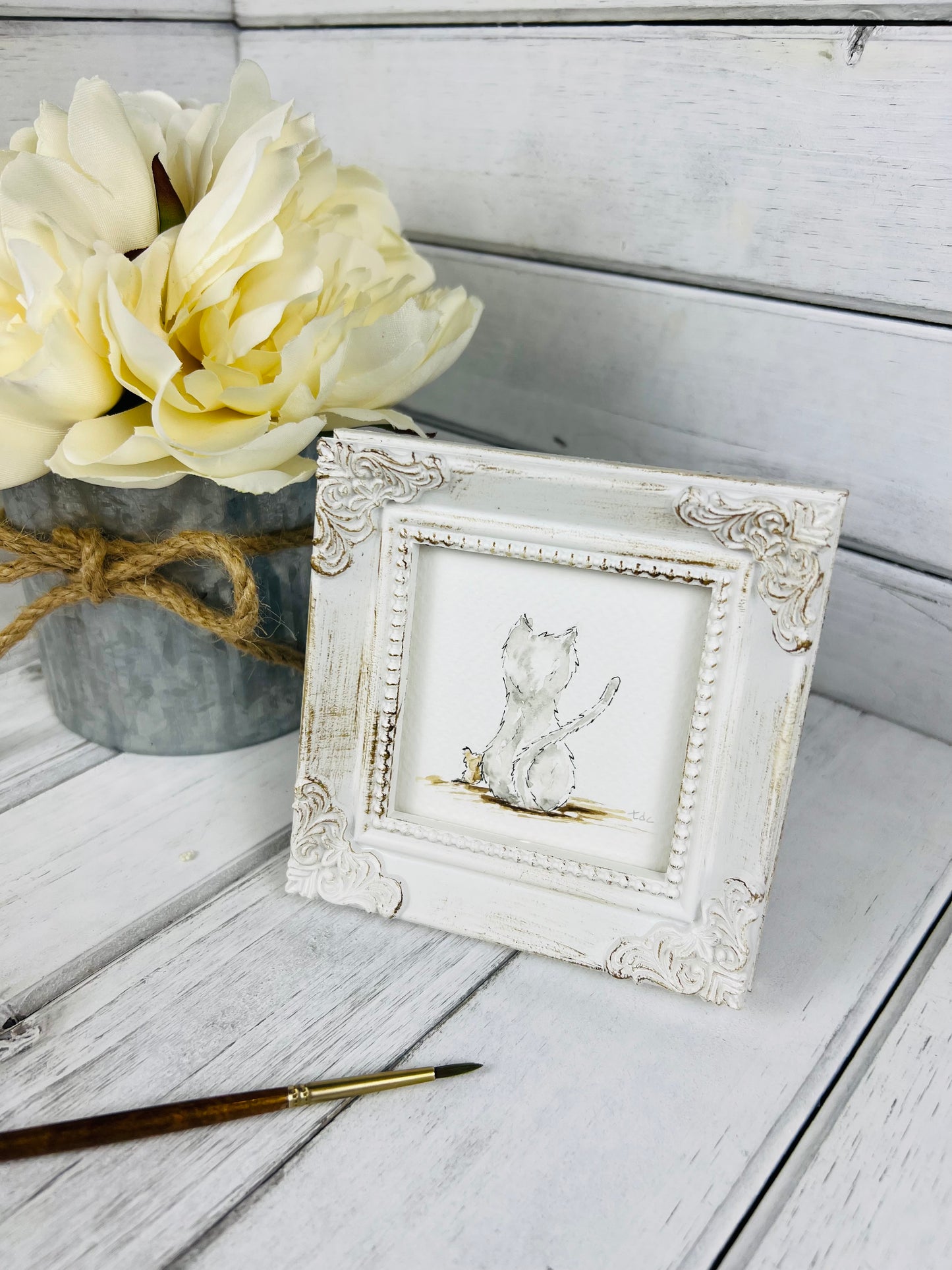 "Comfort with Friends" - Hand Painted Watercolor Framed Art