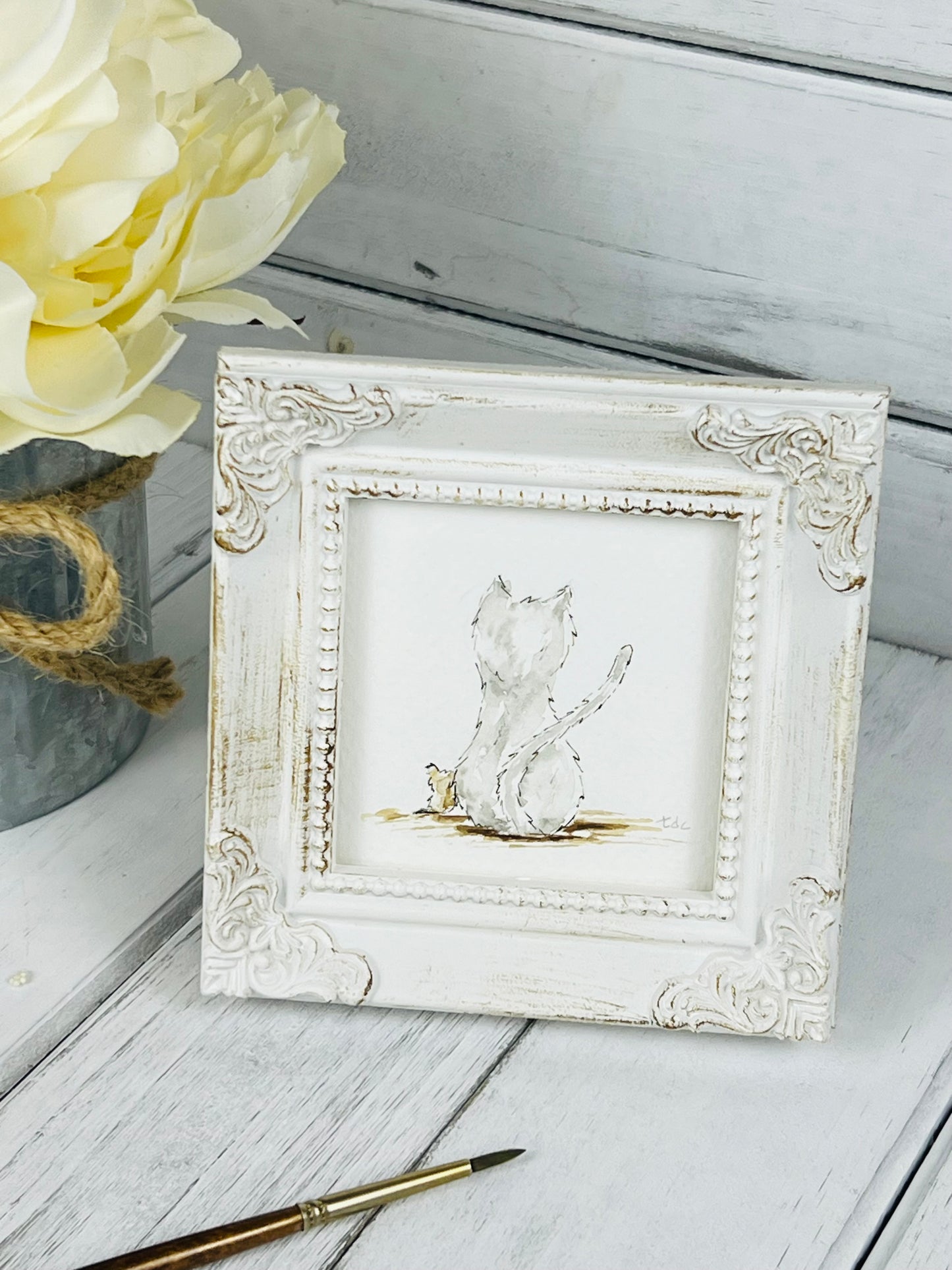 "Comfort with Friends" - Hand Painted Watercolor Framed Art