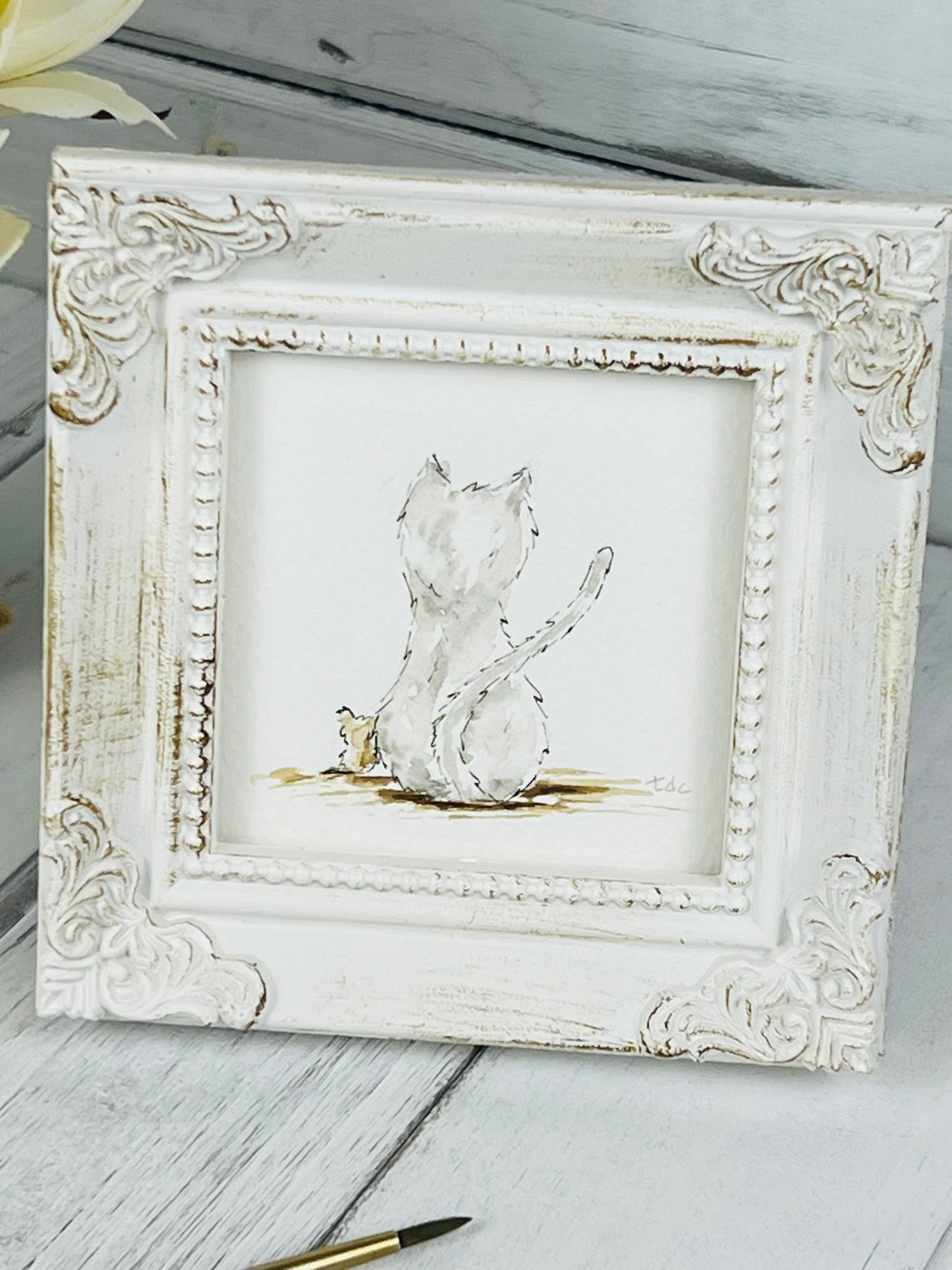 "Comfort with Friends" - Hand Painted Watercolor Framed Art