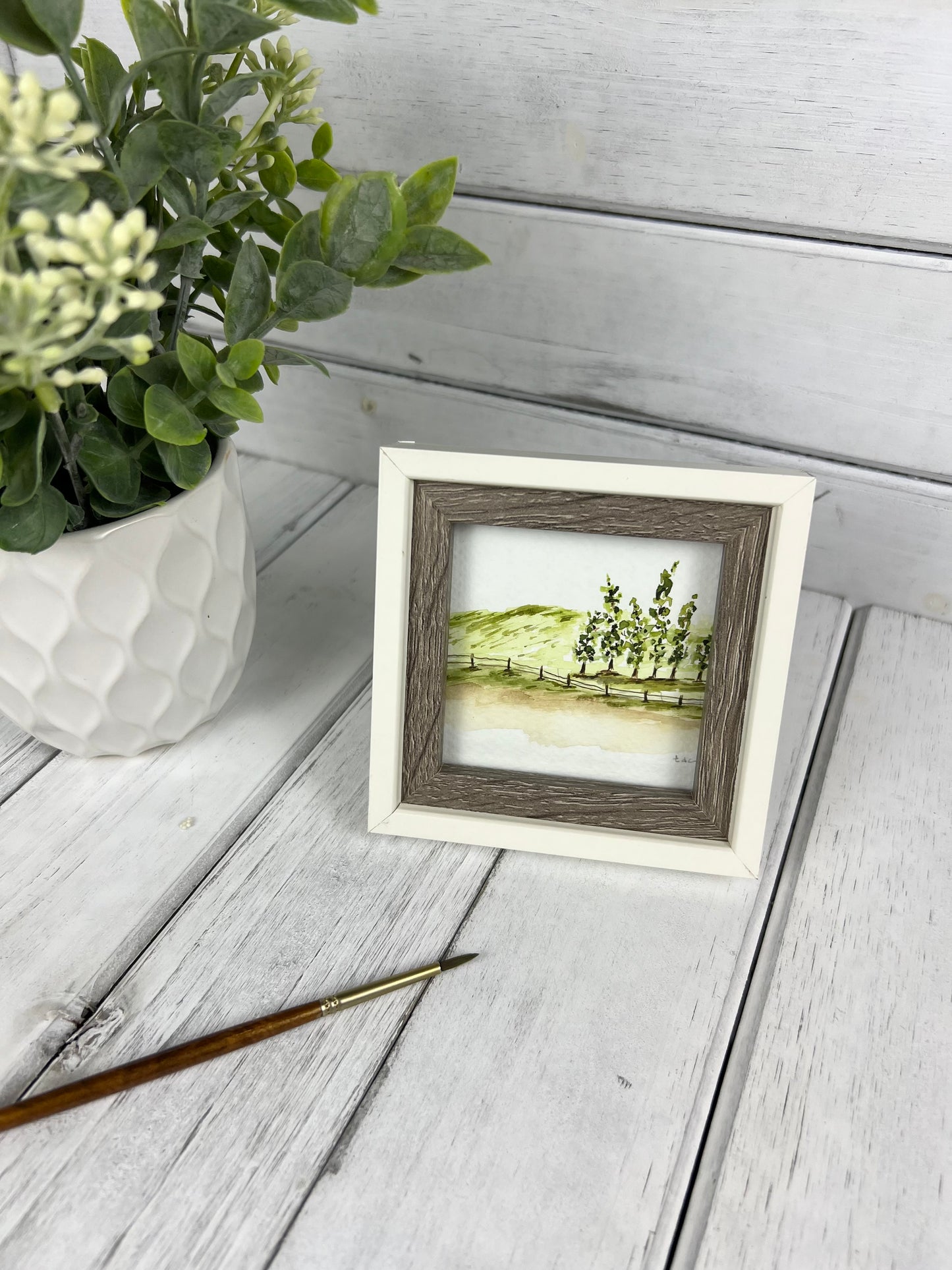 "Split Rail Fence" - Hand Painted Watercolor Framed Art