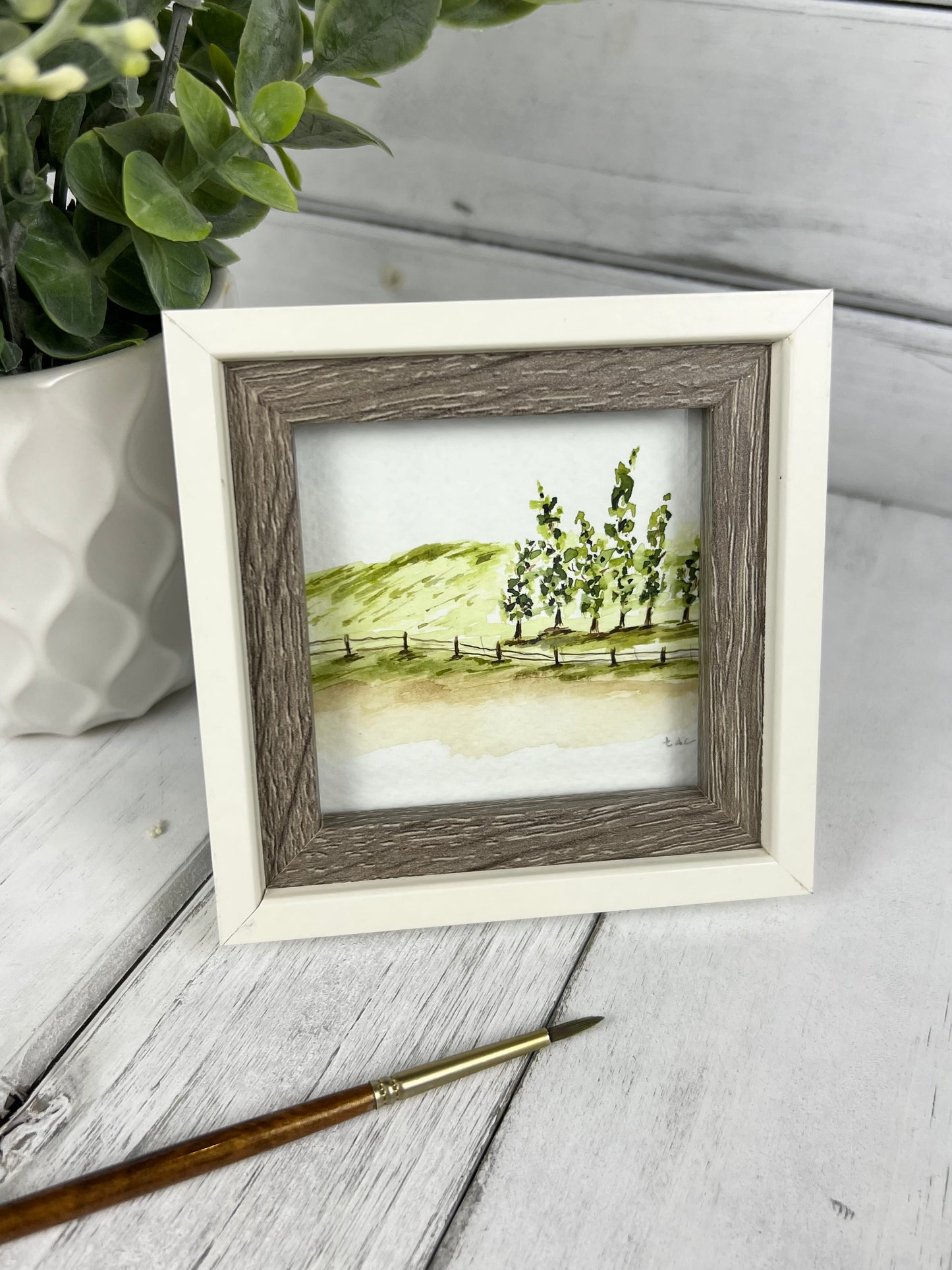 "Split Rail Fence" - Hand Painted Watercolor Framed Art