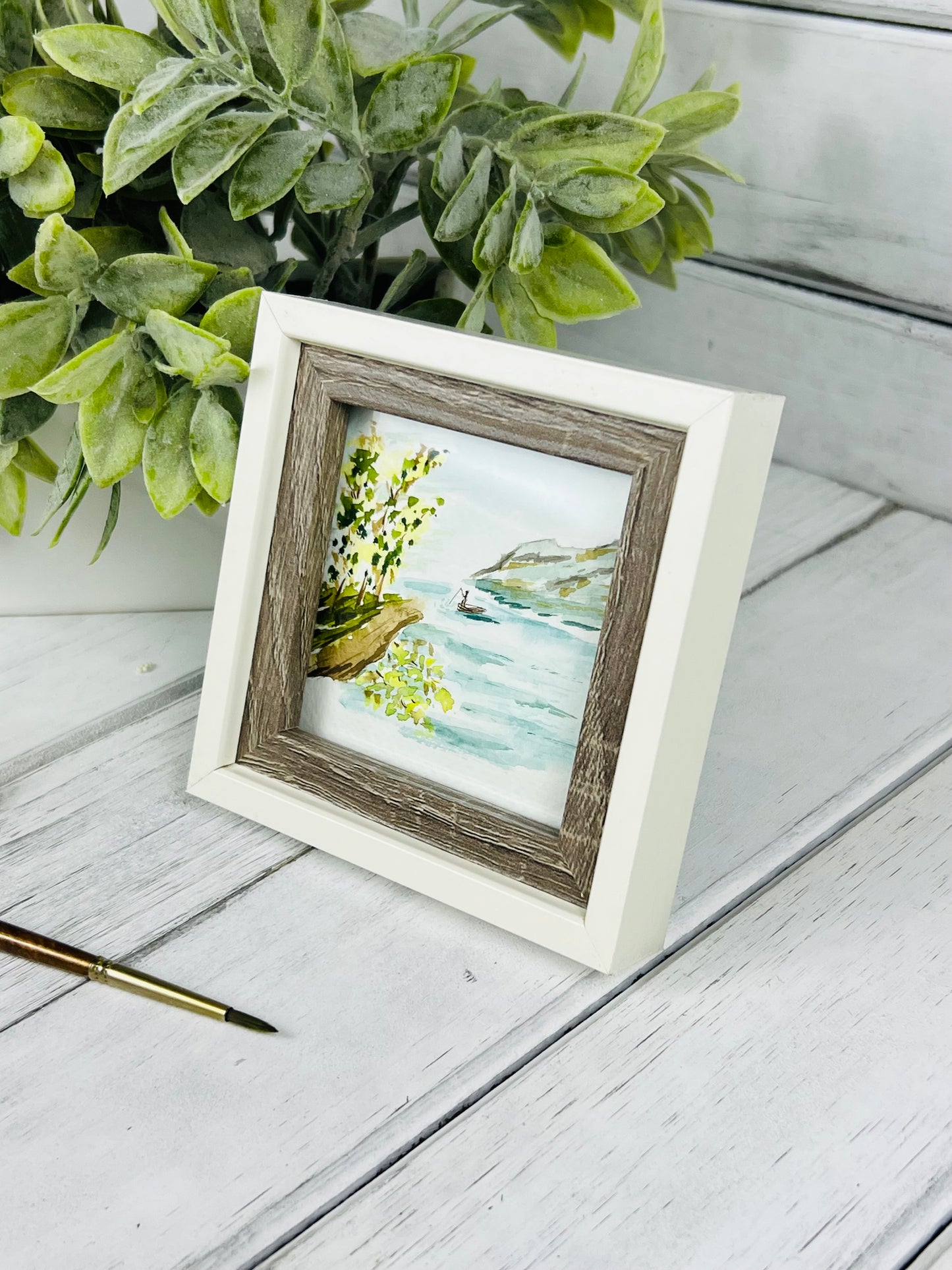 "Fishing" - Hand Painted Watercolor Framed Art