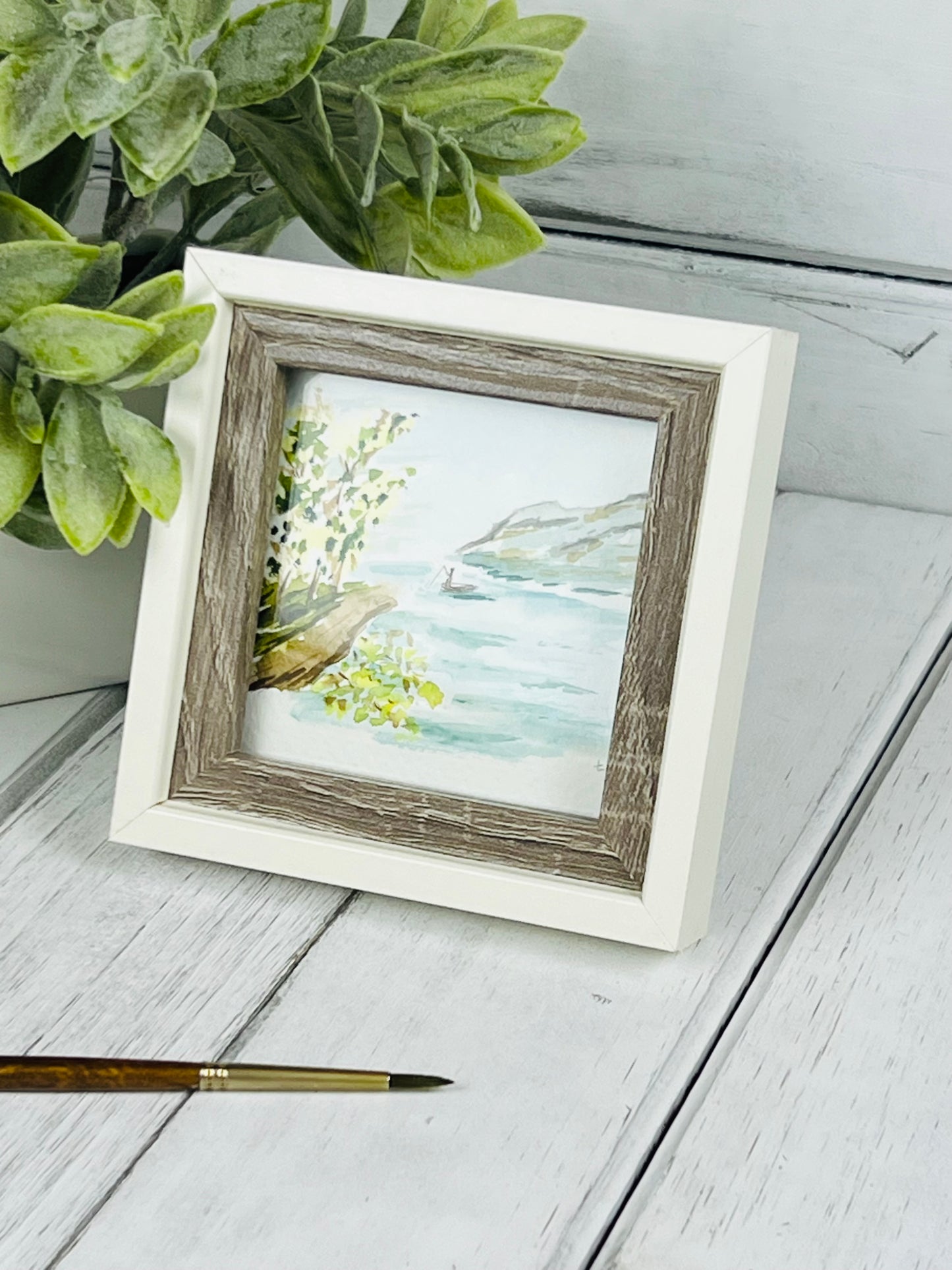 "Fishing" - Hand Painted Watercolor Framed Art