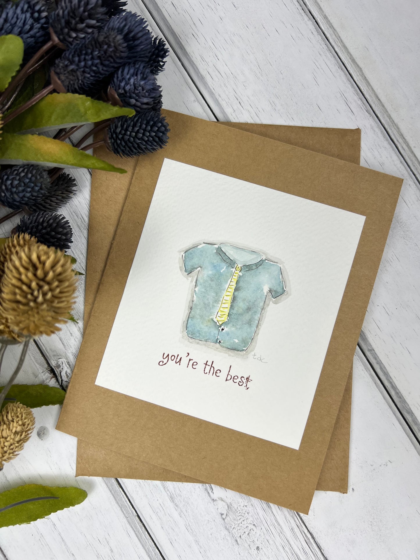 "You're The Best!" - Hand Painted Watercolor Greeting Card