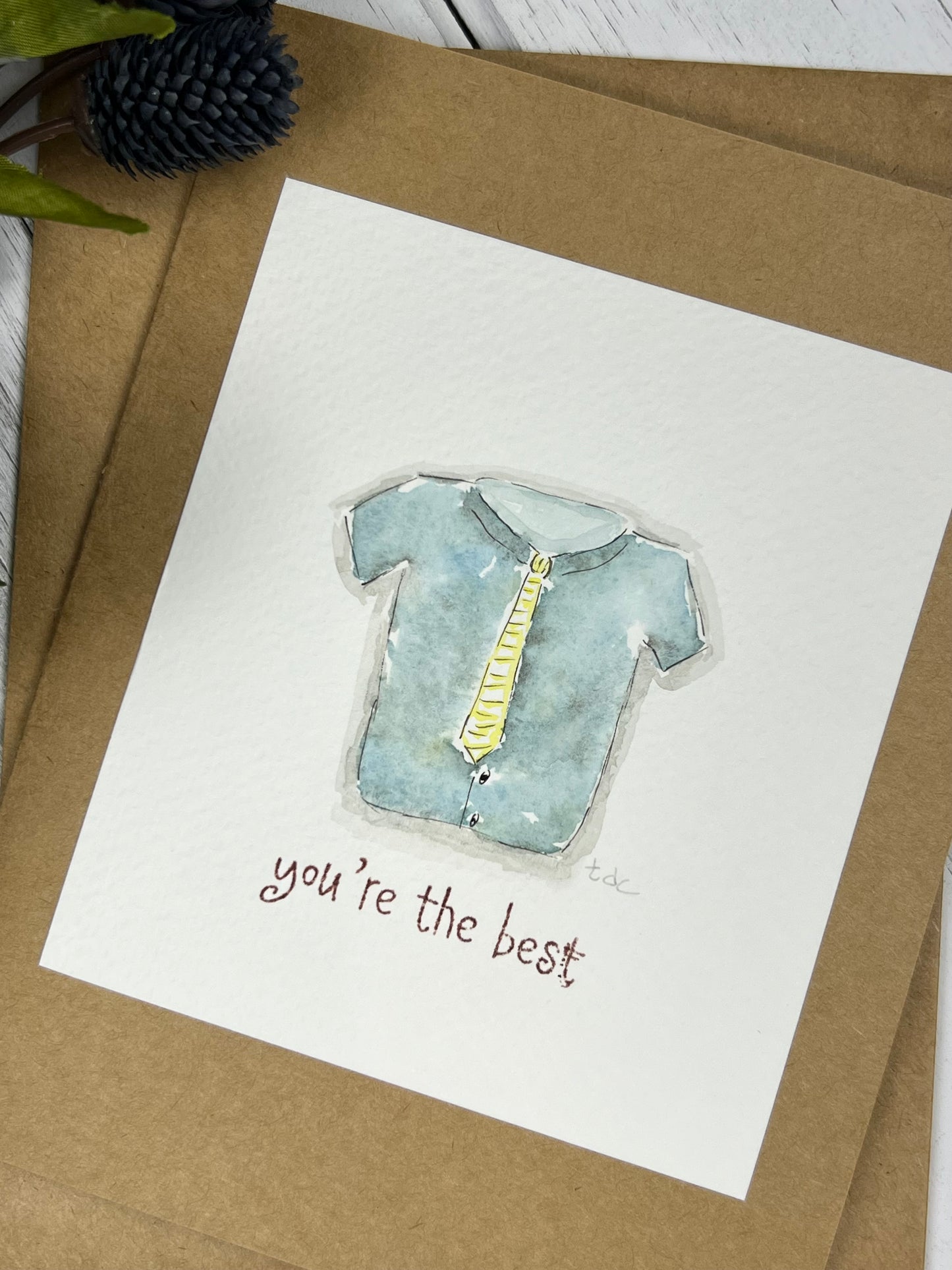 "You're The Best!" - Hand Painted Watercolor Greeting Card