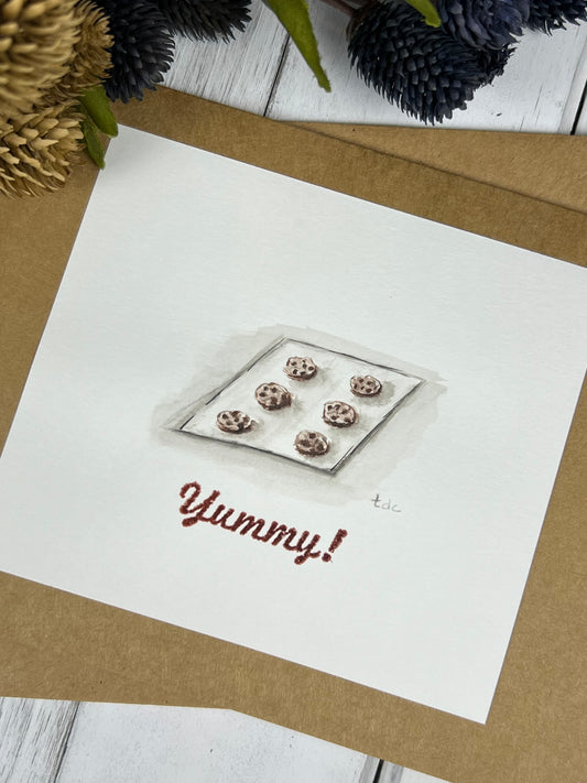 "Yummy Cookies!" - Hand Painted Watercolor Greeting Card