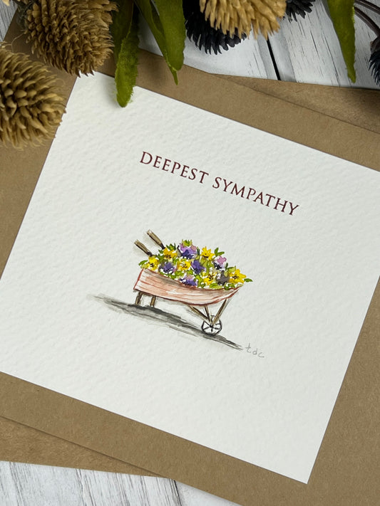 "Deepest Sympathy Flowers" - Hand Painted Watercolor Greeting Card