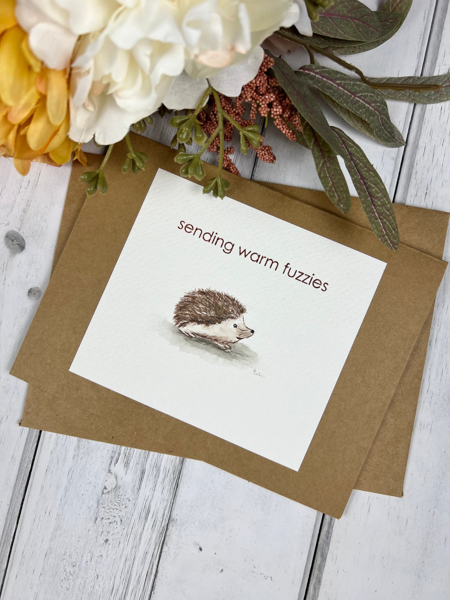 "Sending Warm Fuzzies" - Hand Painted Watercolor Greeting Card