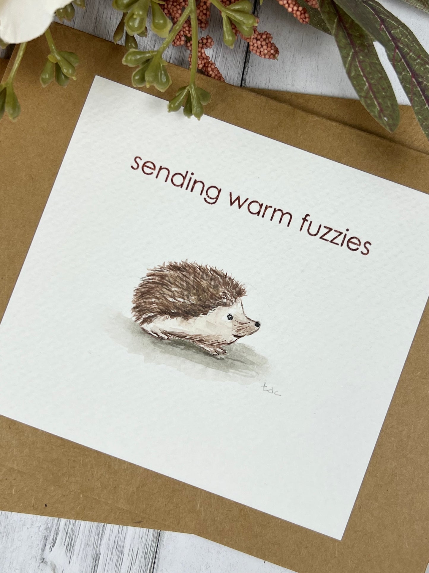 "Sending Warm Fuzzies" - Hand Painted Watercolor Greeting Card