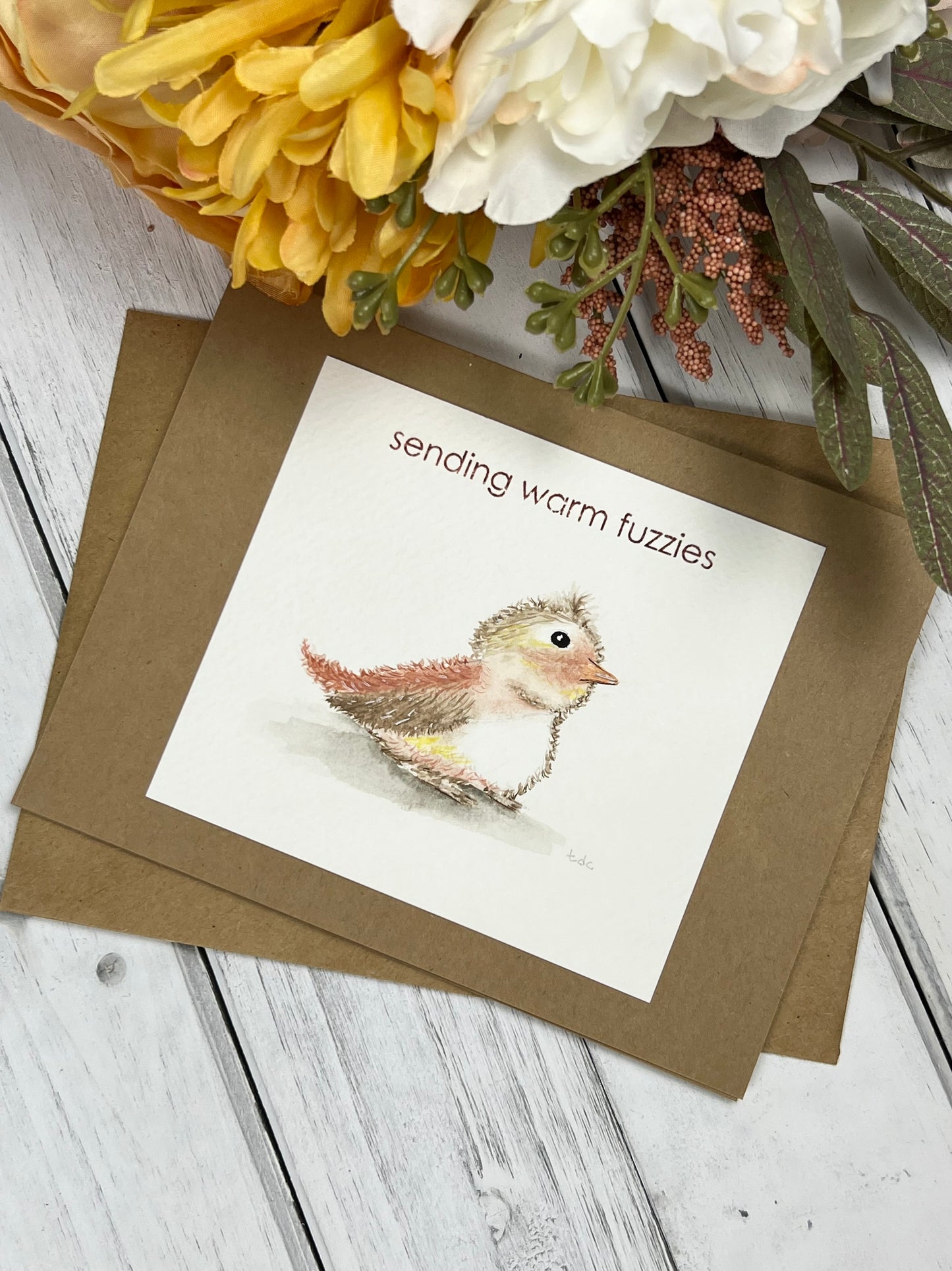 "Warm Fuzzies" - Hand Painted Watercolor Greeting Card