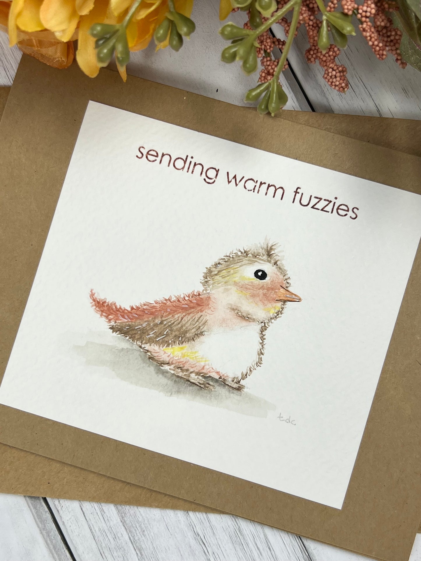 "Warm Fuzzies" - Hand Painted Watercolor Greeting Card