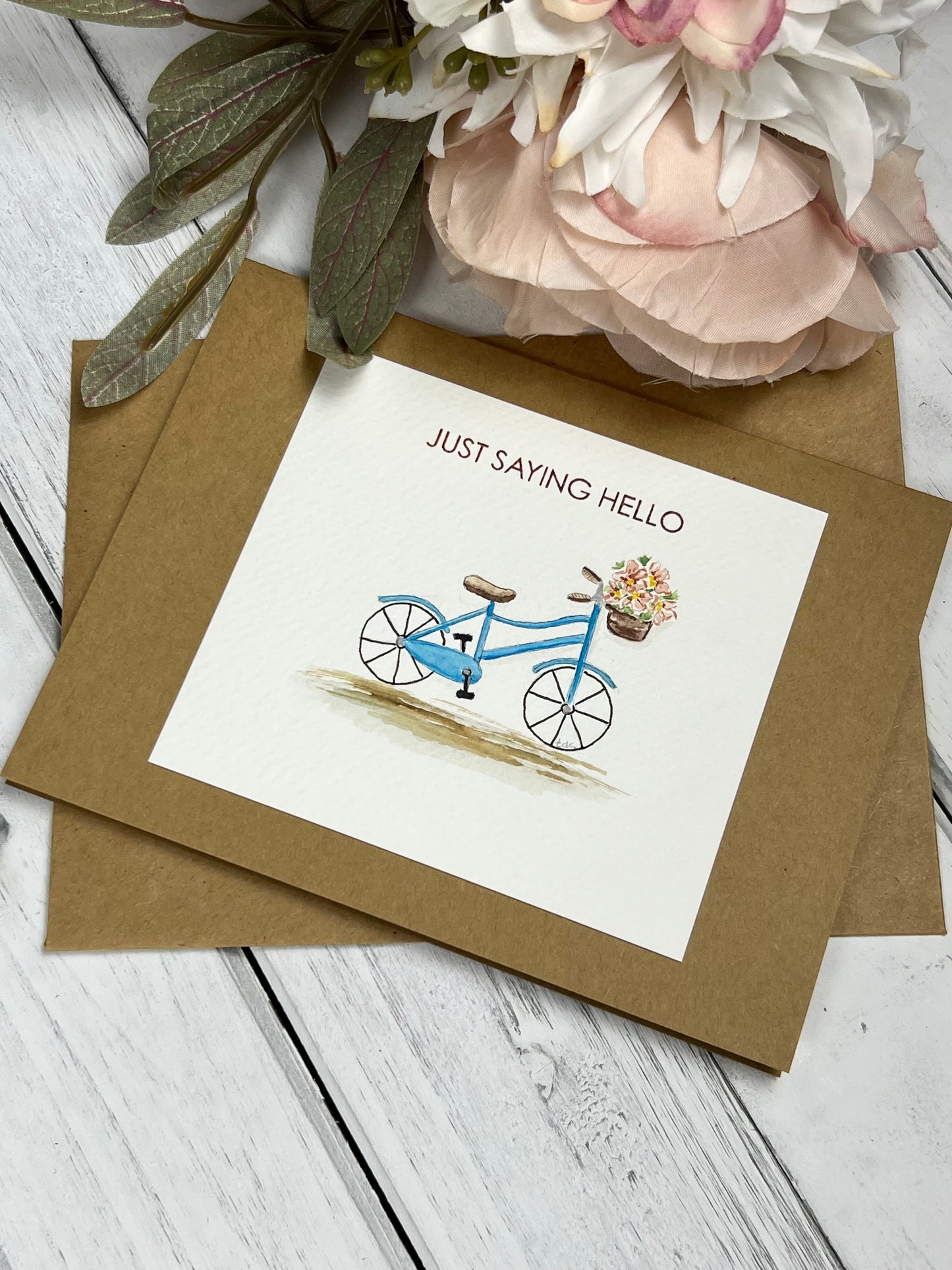 "Hello" - Hand Painted Watercolor Greeting Card