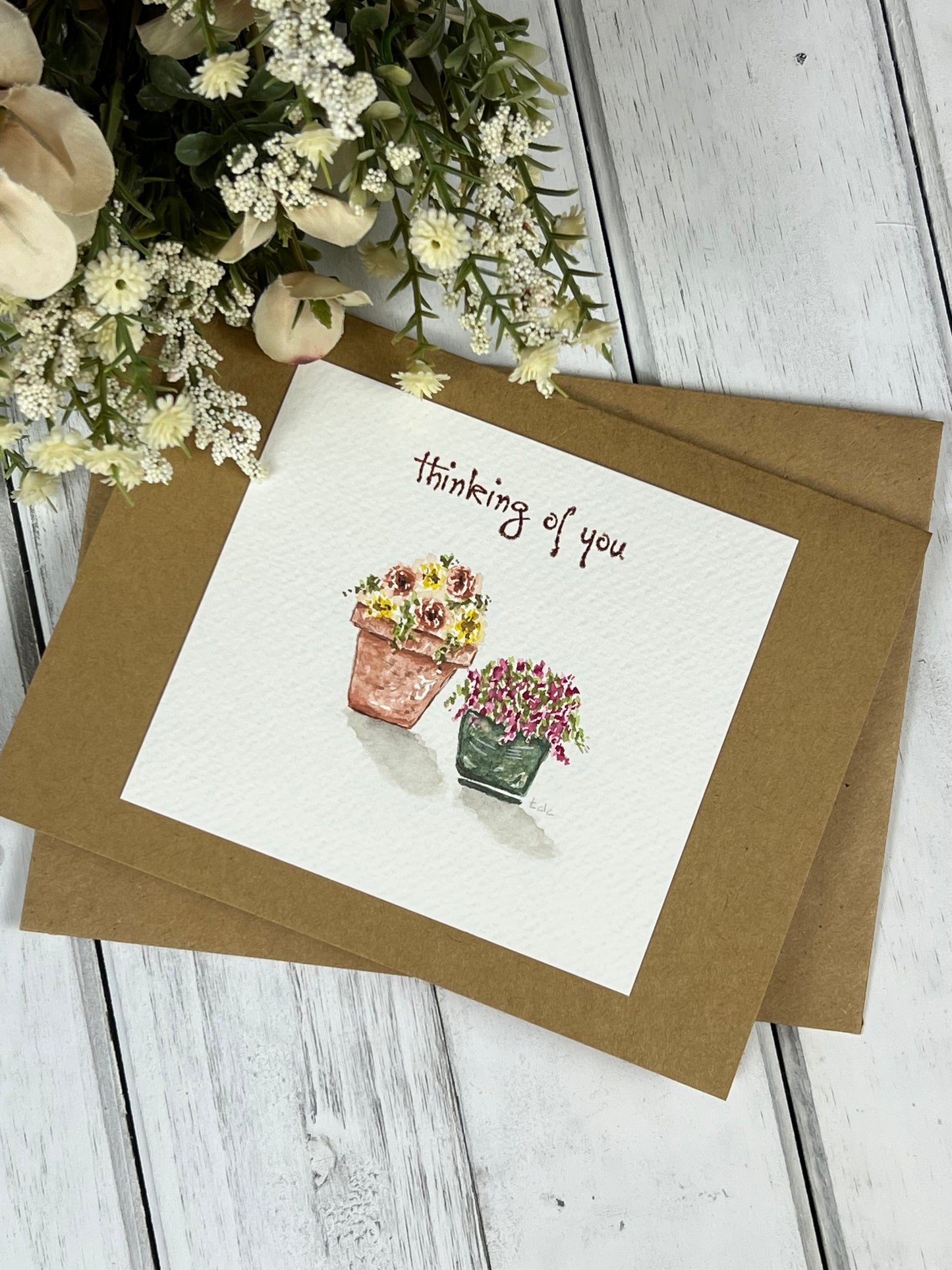 "Thinking of You" - Hand Painted Watercolor Greeting Card