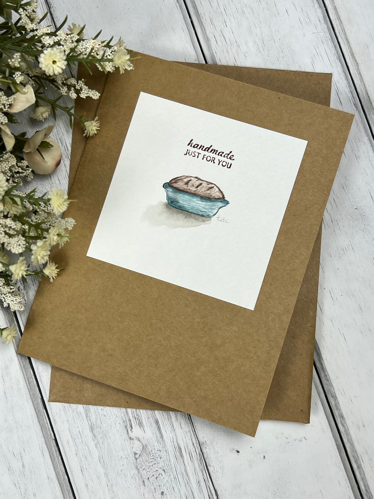 "Made Just For You" - Hand Painted Watercolor Greeting Card