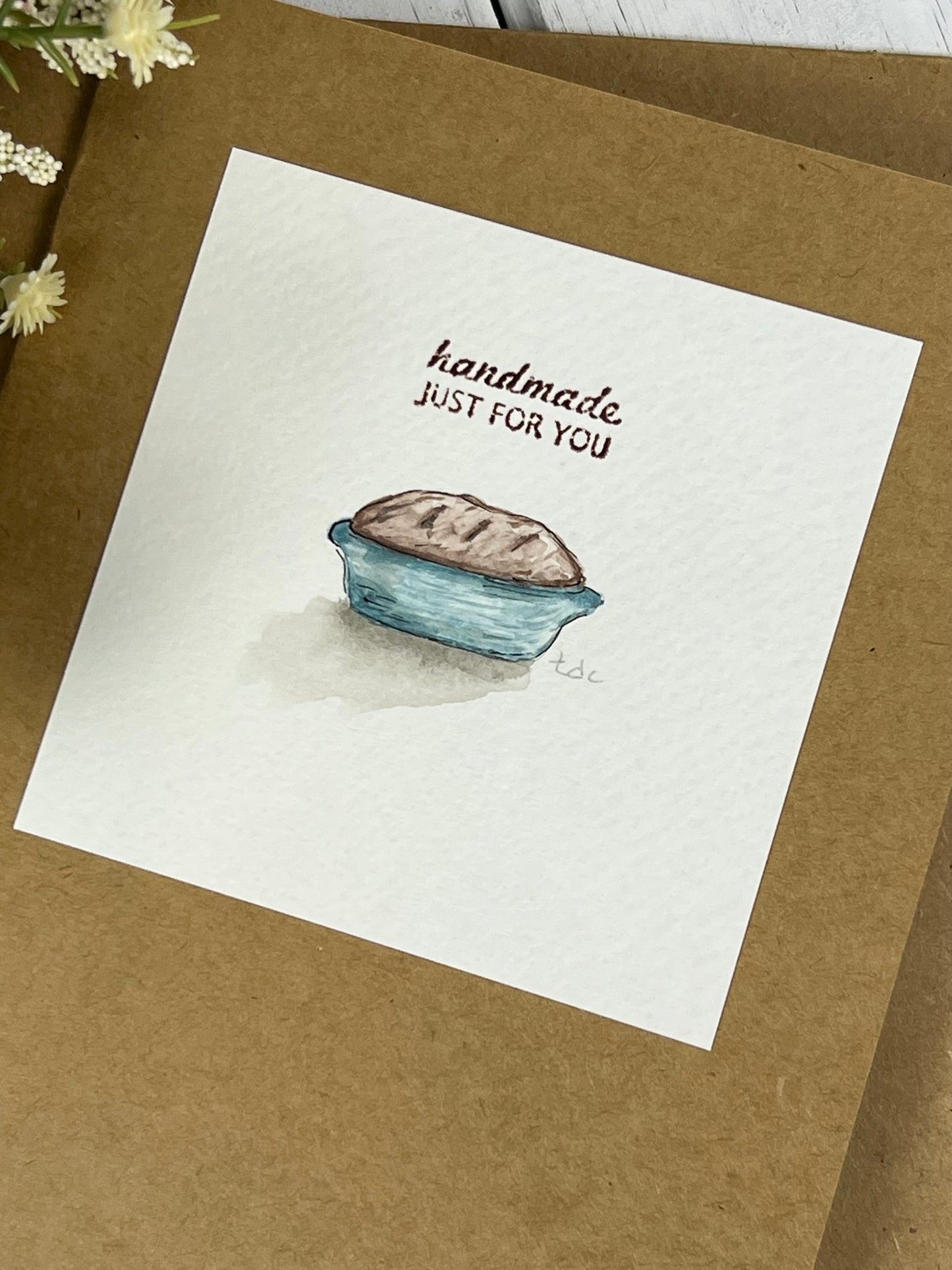 "Made Just For You" - Hand Painted Watercolor Greeting Card