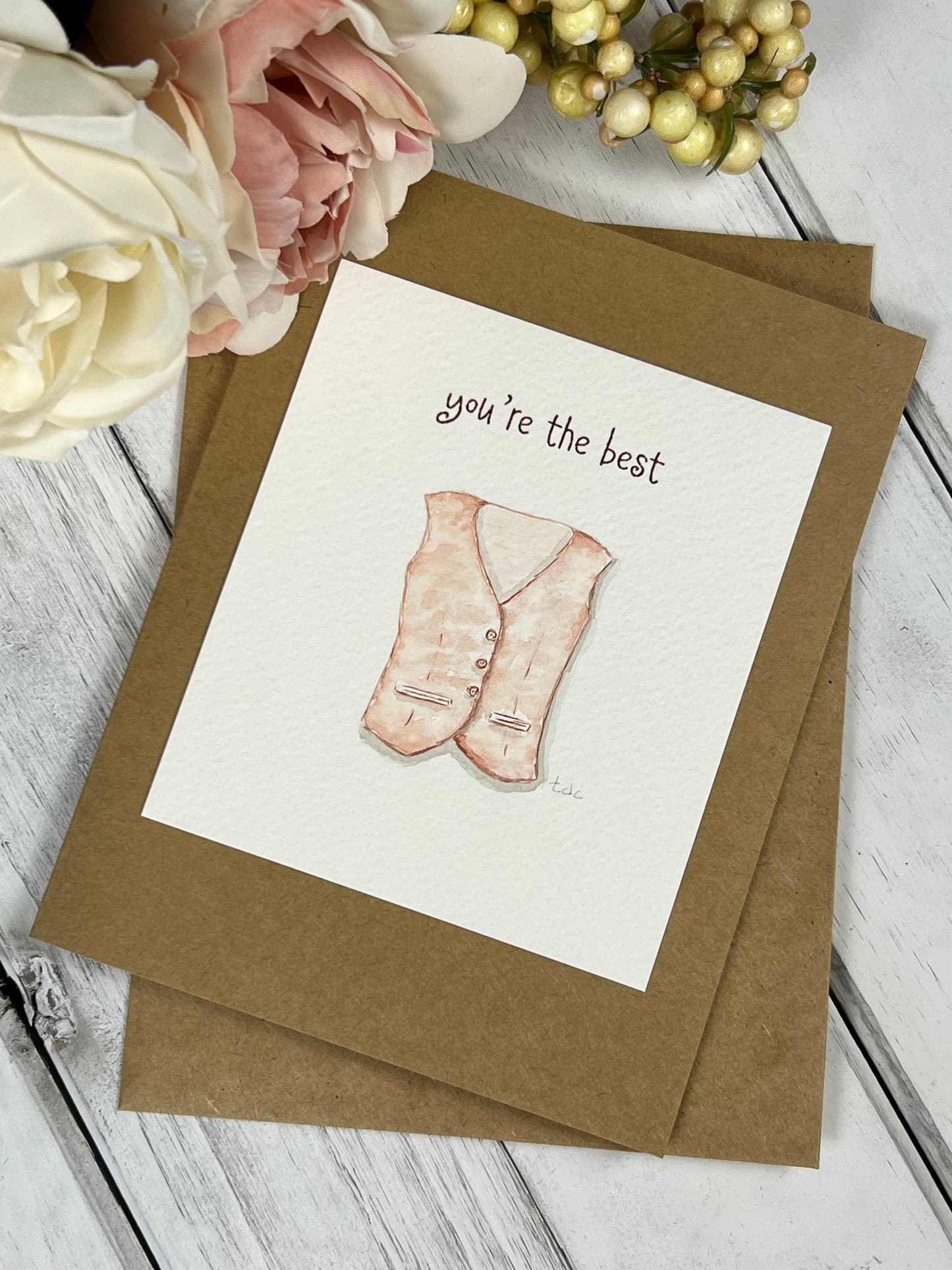"Vest" - Hand Painted Watercolor Greeting Card