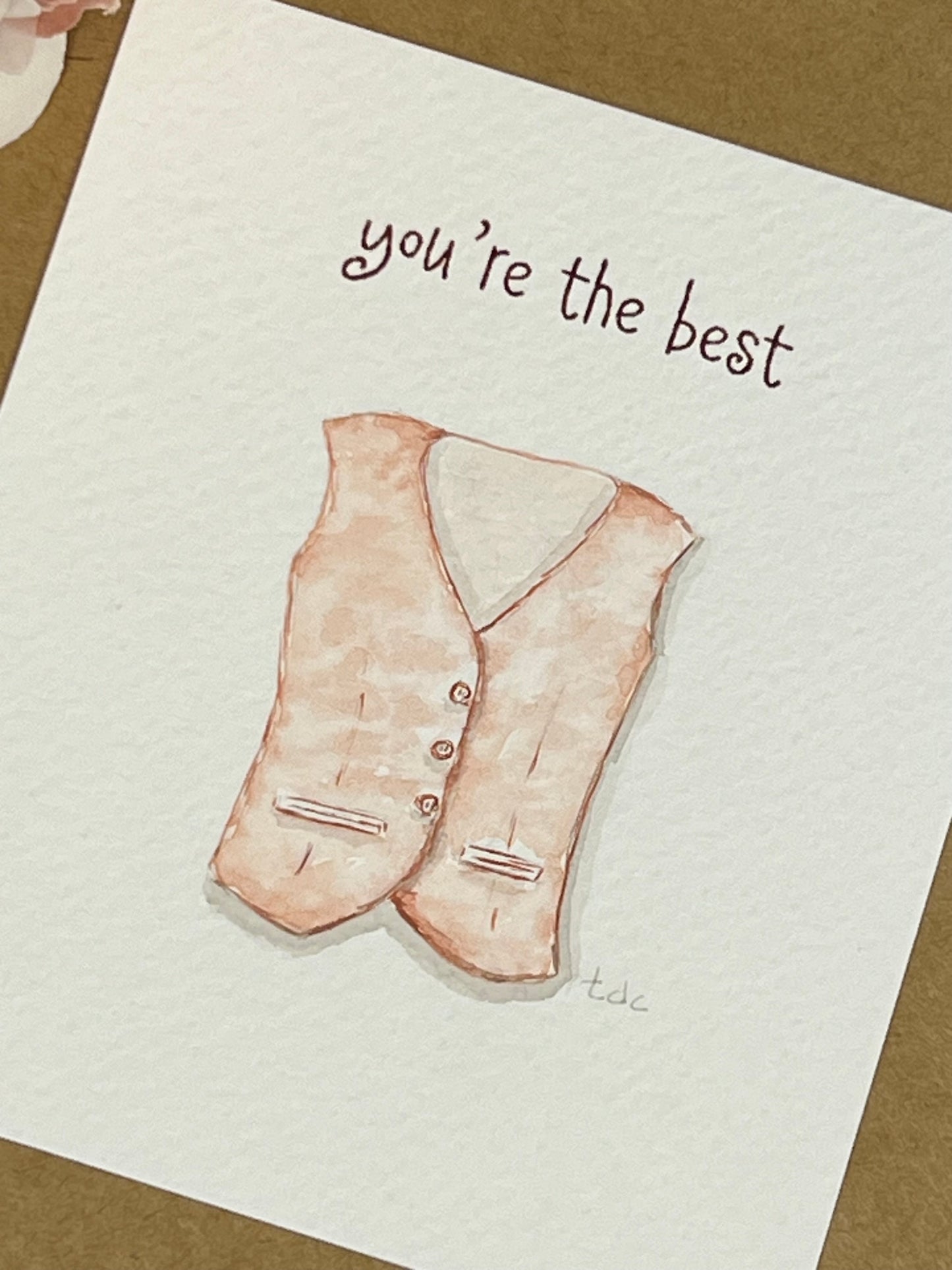 "Vest" - Hand Painted Watercolor Greeting Card
