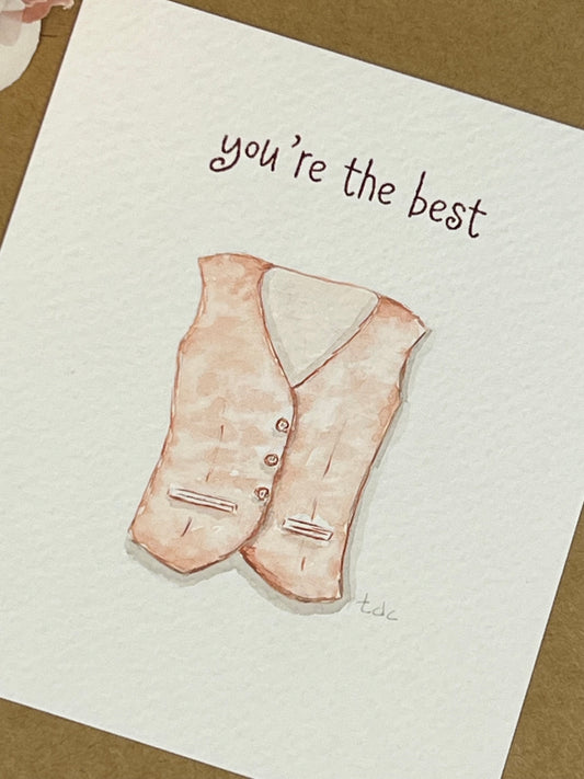 "Vest" - Hand Painted Watercolor Greeting Card