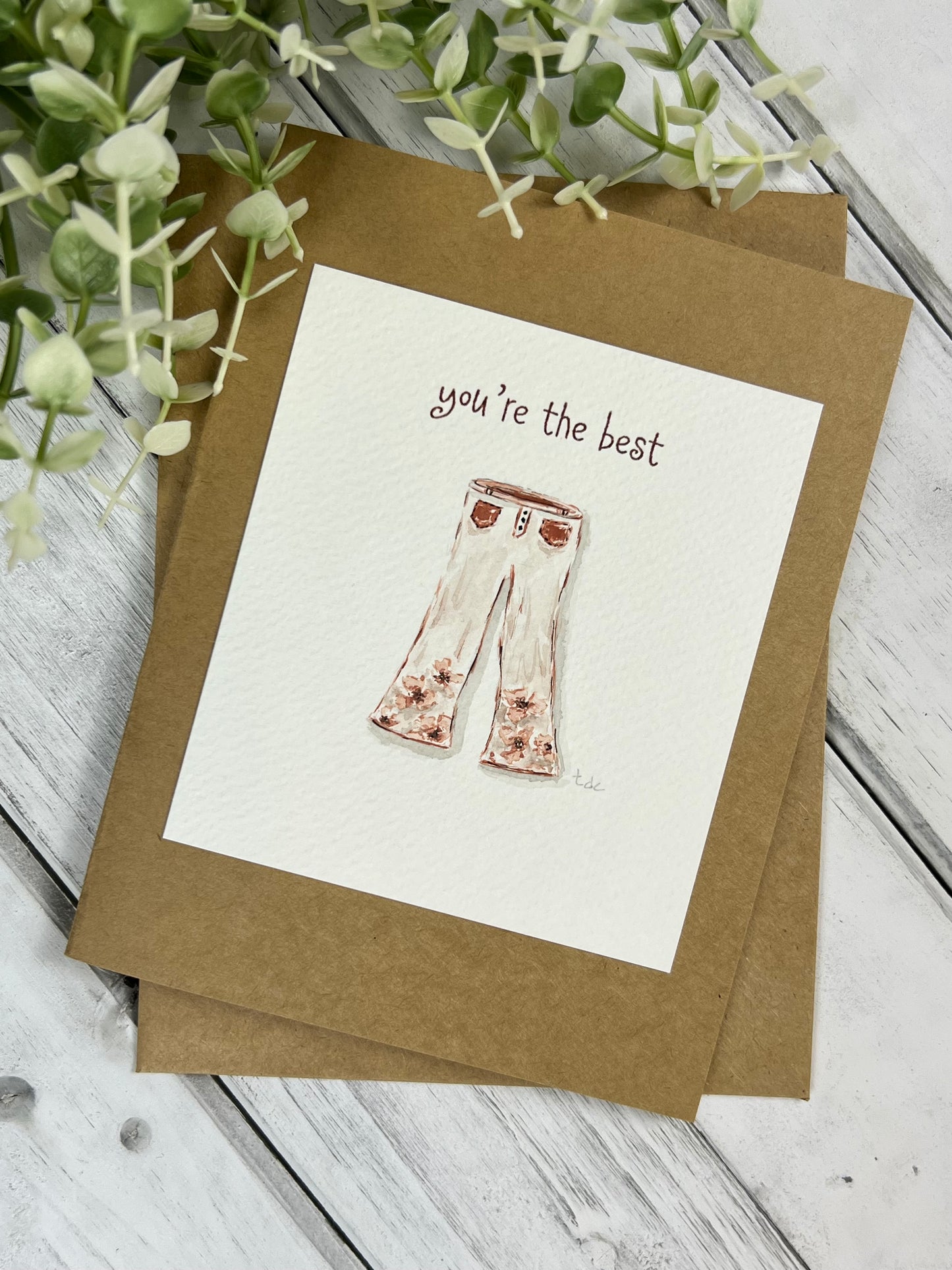 "Floral Pants" - Hand Painted Watercolor Greeting Card