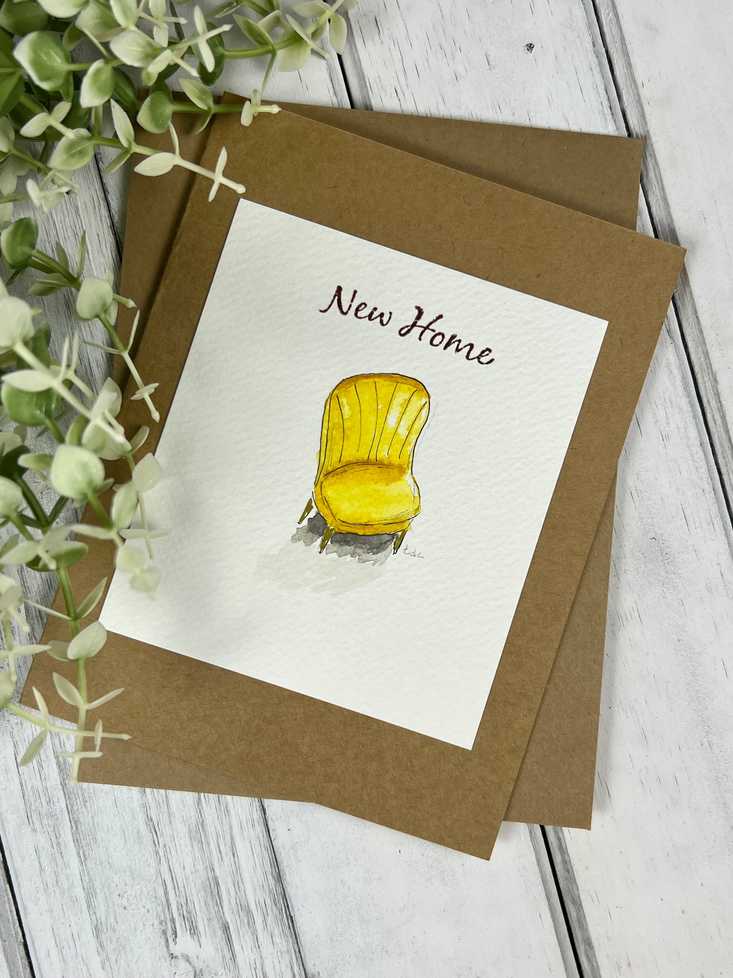 "Yellow Chair" - Hand Painted Watercolor Greeting Card