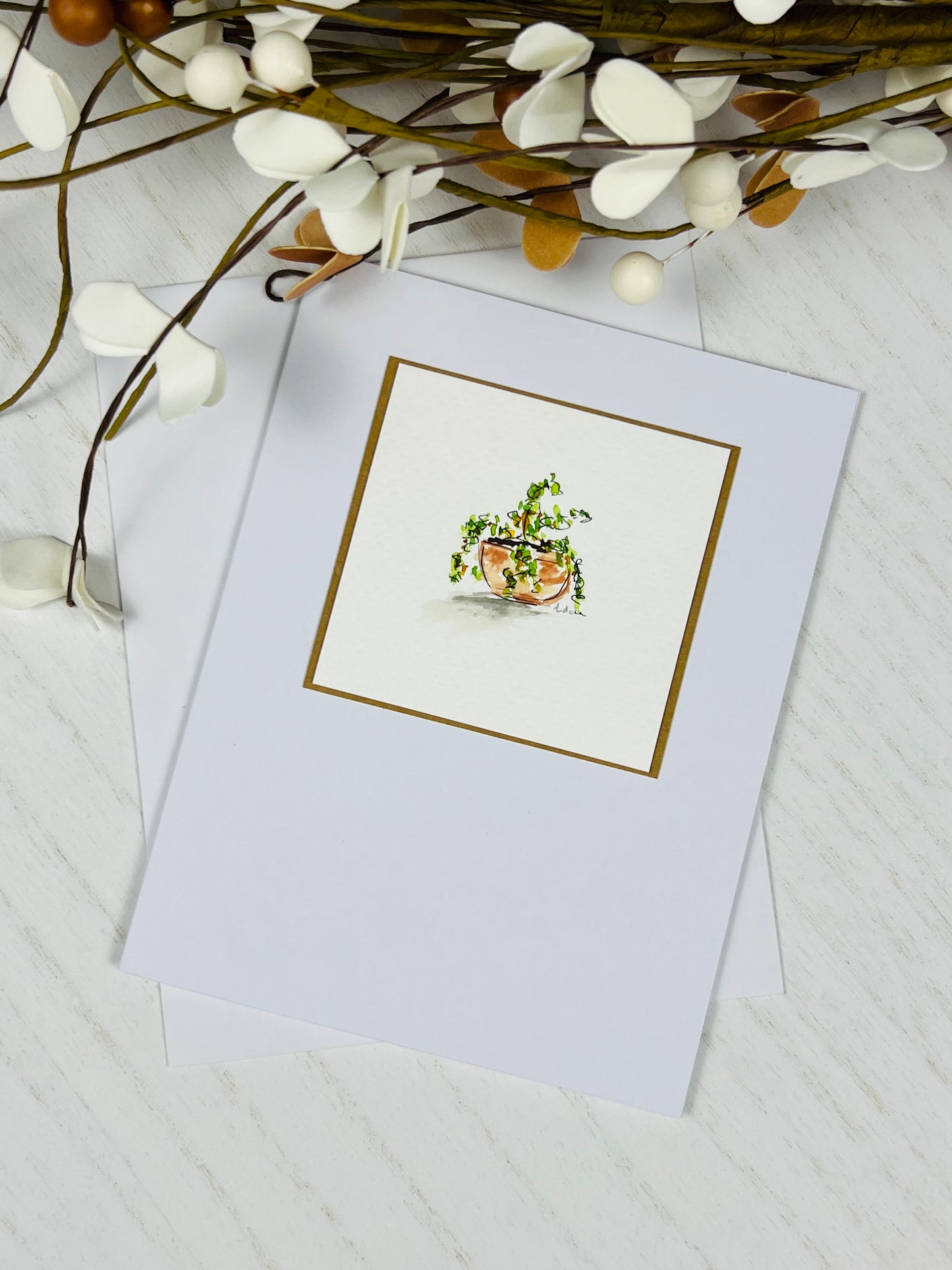 "Whimsical Succulent" - Hand Painted Watercolor Greeting Card