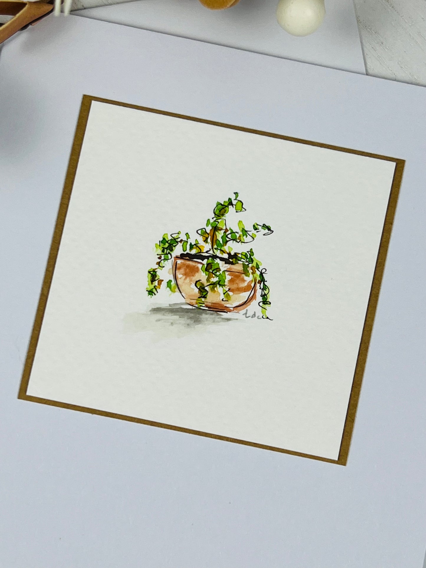 "Whimsical Succulent" - Hand Painted Watercolor Greeting Card