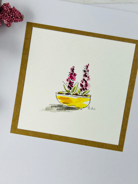 "Whimsical Lavender" - Hand Painted Watercolor Greeting Card