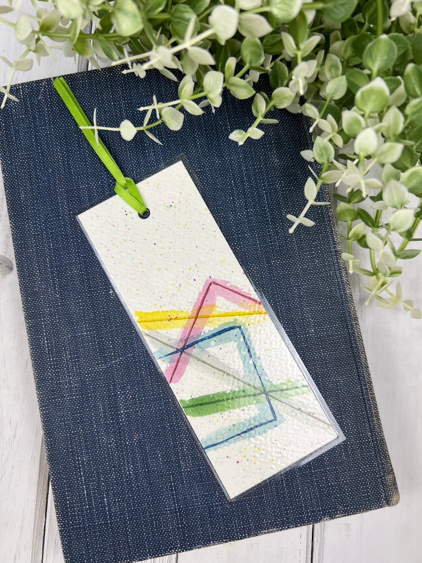 Bookmark "Neon Lines" - Hand Painted Watercolor