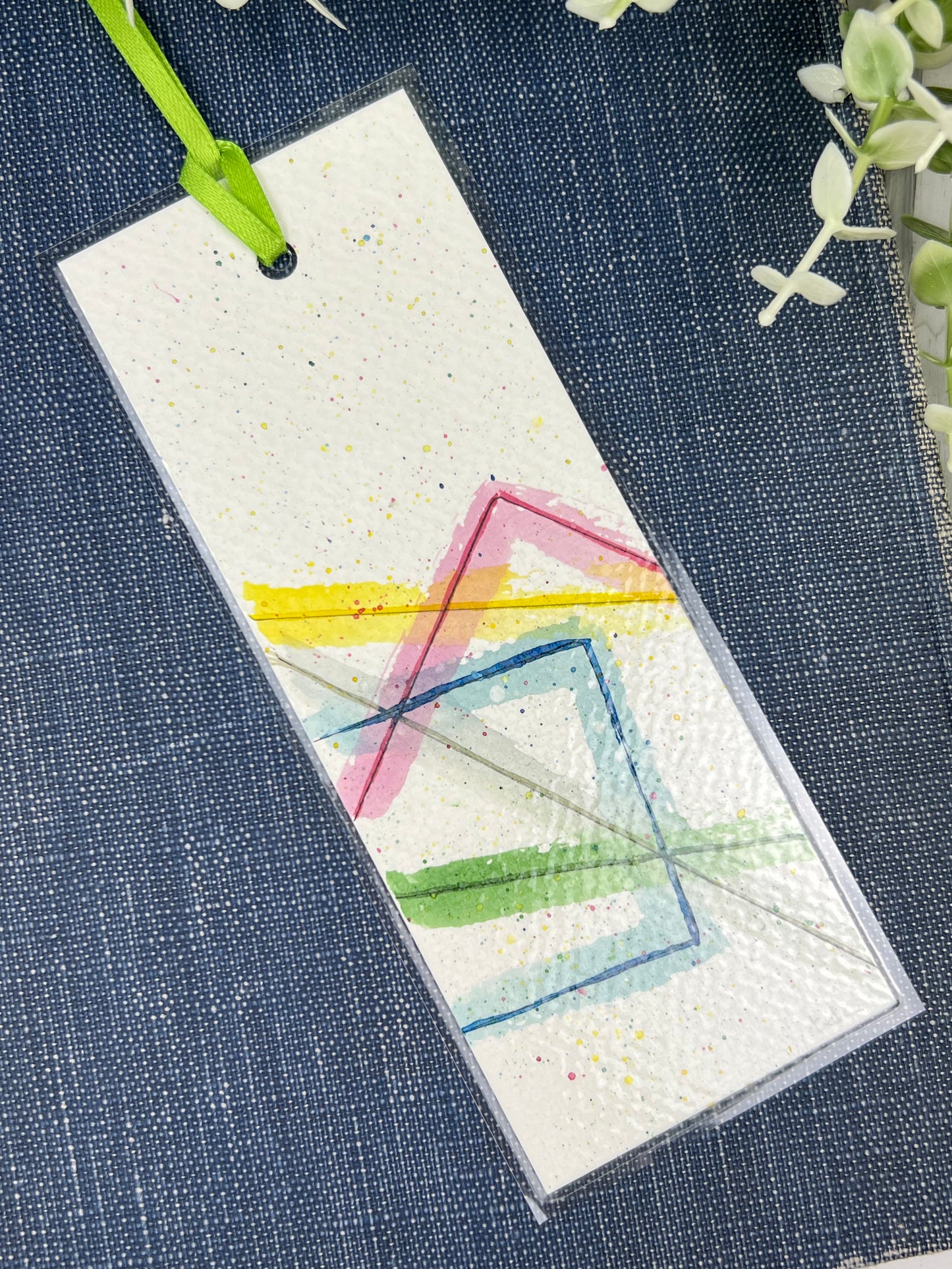 Bookmark "Neon Lines" - Hand Painted Watercolor