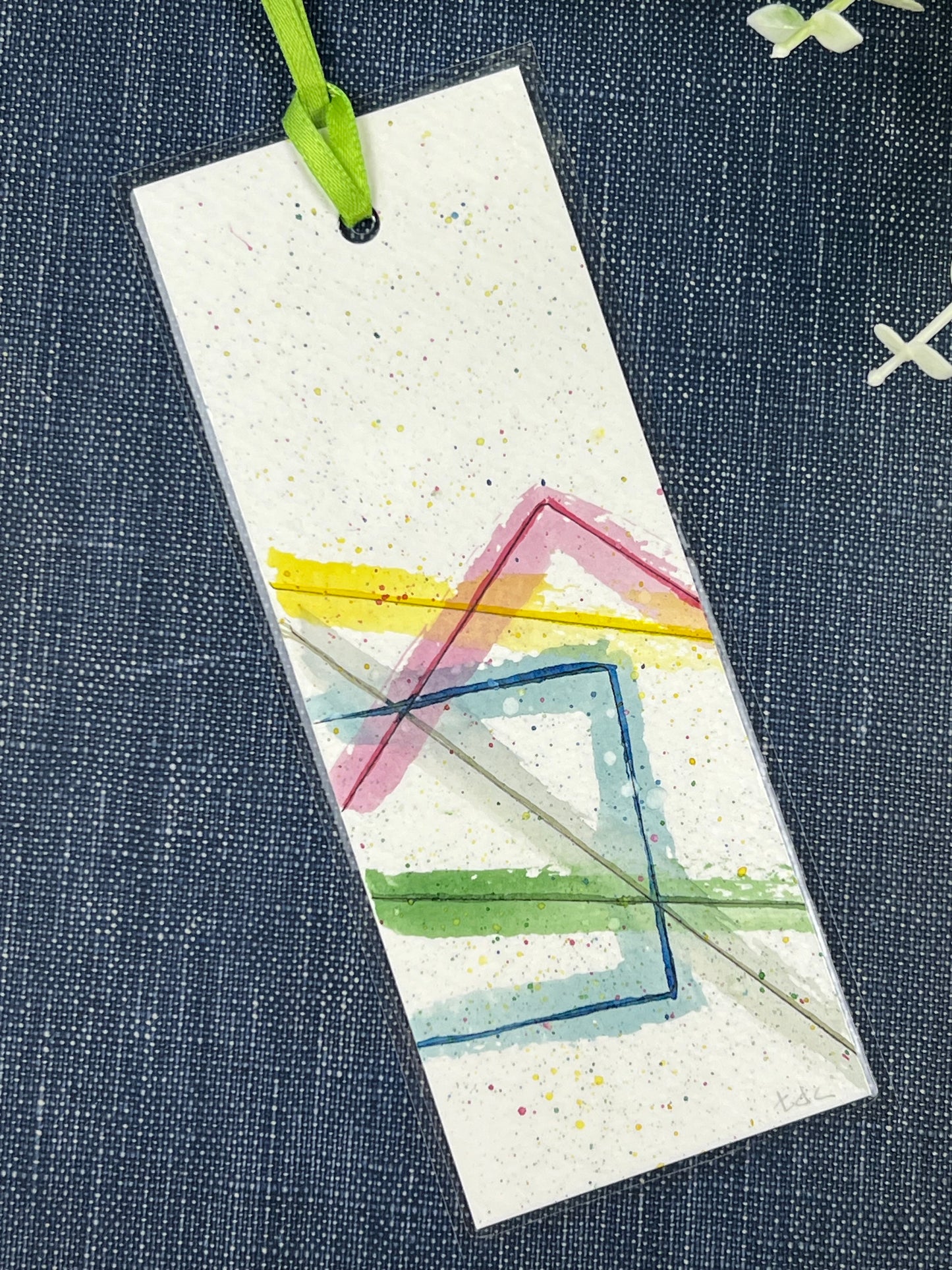 Bookmark "Neon Lines" - Hand Painted Watercolor