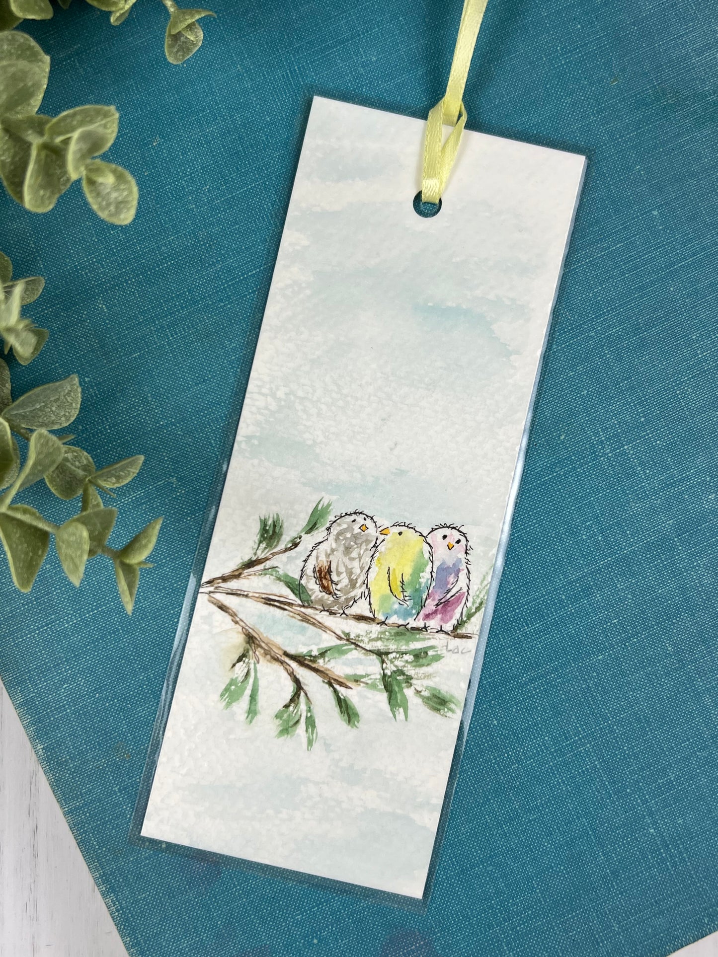 Bookmark "Sweet Little Birds" - Hand Painted Watercolor