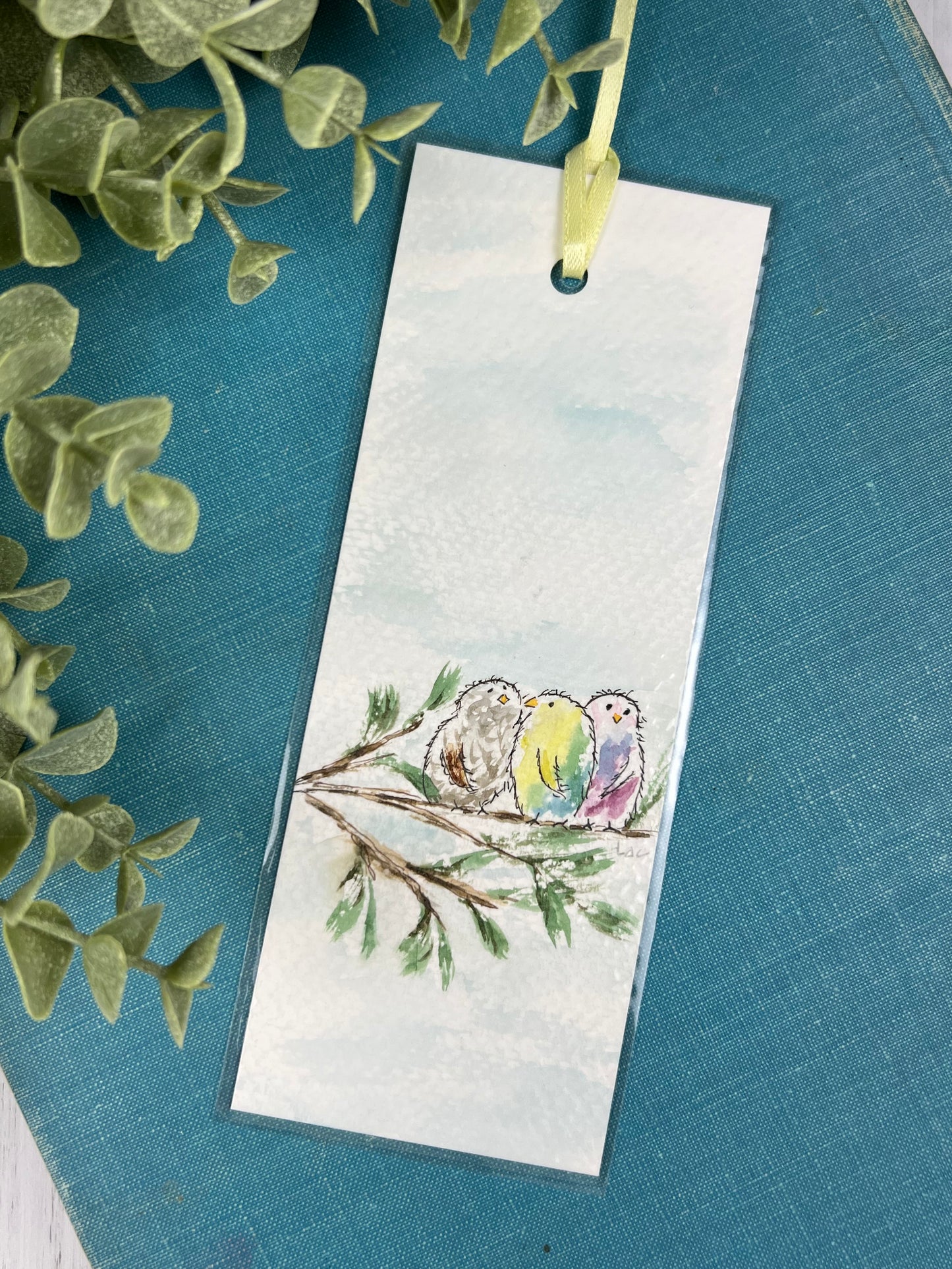 Bookmark "Sweet Little Birds" - Hand Painted Watercolor